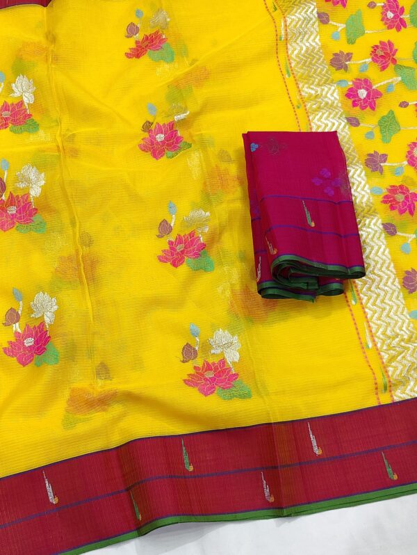 PURE ZARIKOTA HANDLOOM BUTA SAREE WITH BLOUSE B1232 - Image 2