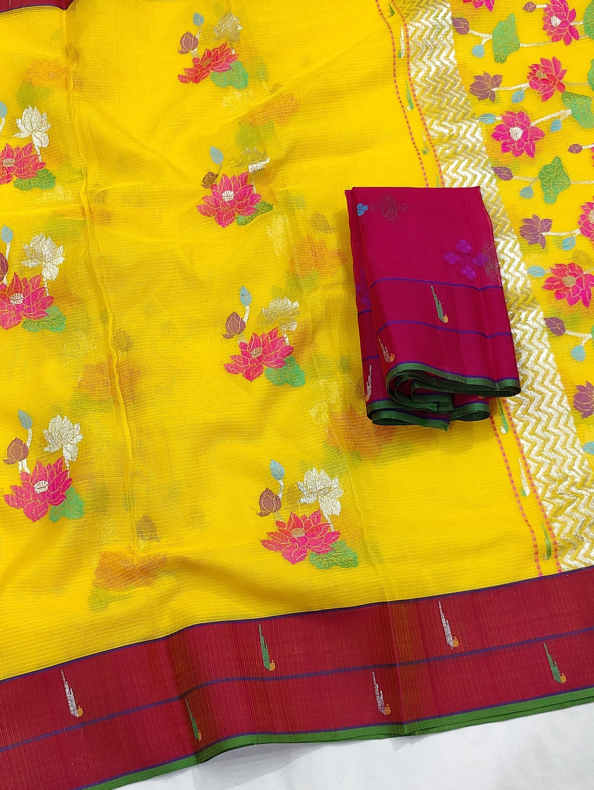 PURE ZARIKOTA HANDLOOM BUTA SAREE WITH BLOUSE B1232 - Image 2