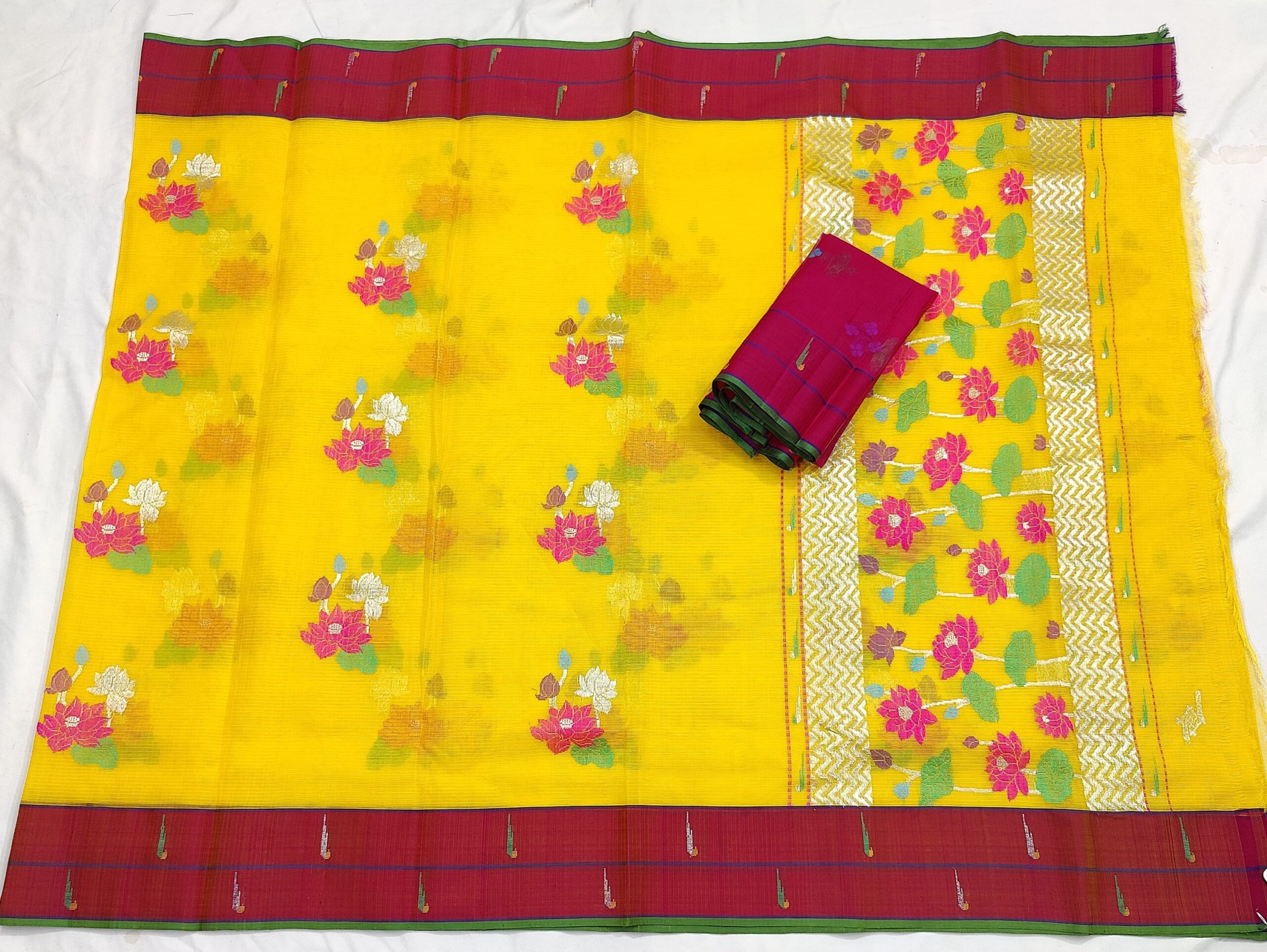 PURE ZARIKOTA HANDLOOM BUTA SAREE WITH BLOUSE B1232 - Image 4