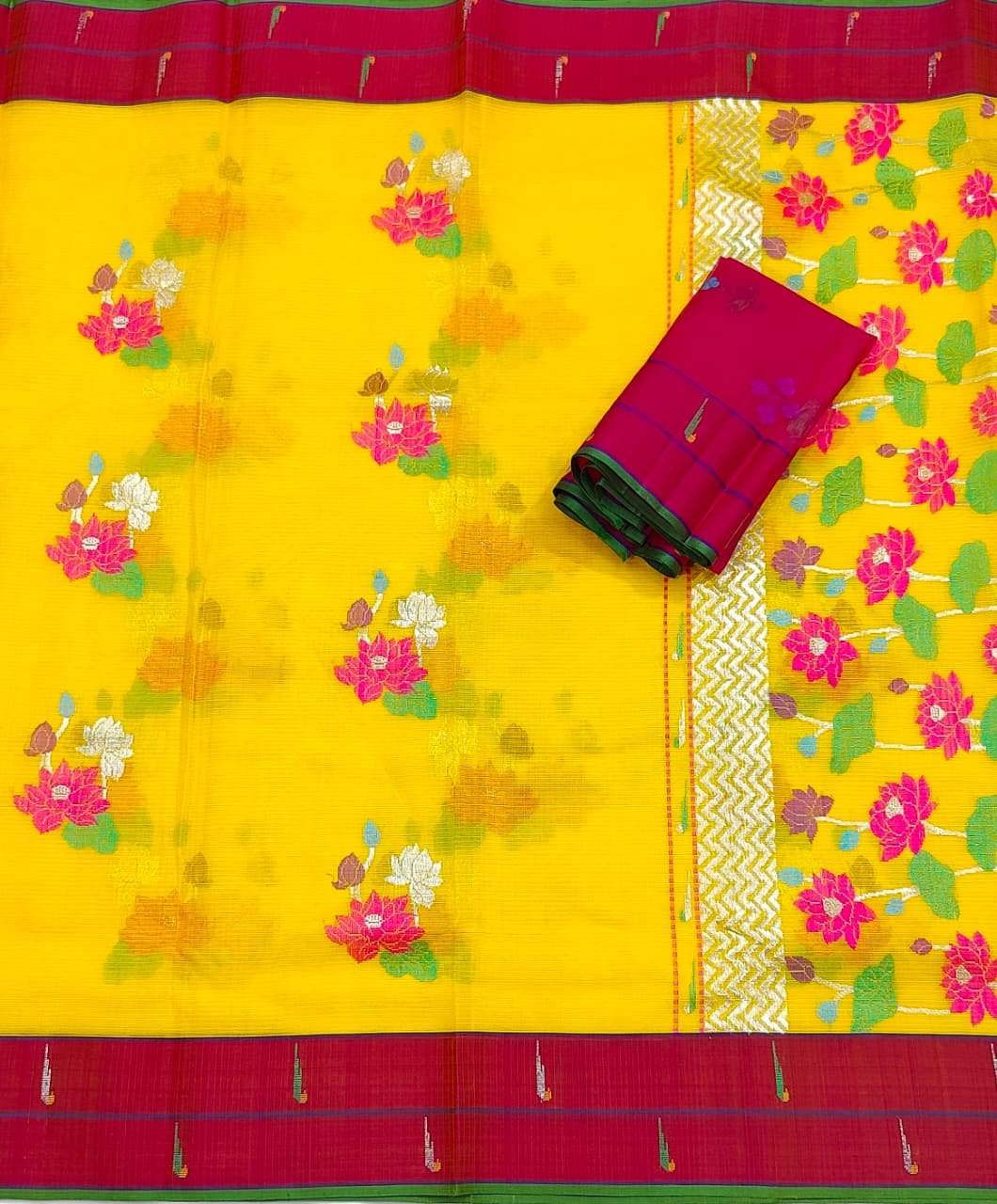 PURE ZARIKOTA HANDLOOM BUTA SAREE WITH BLOUSE B1232 - Image 3