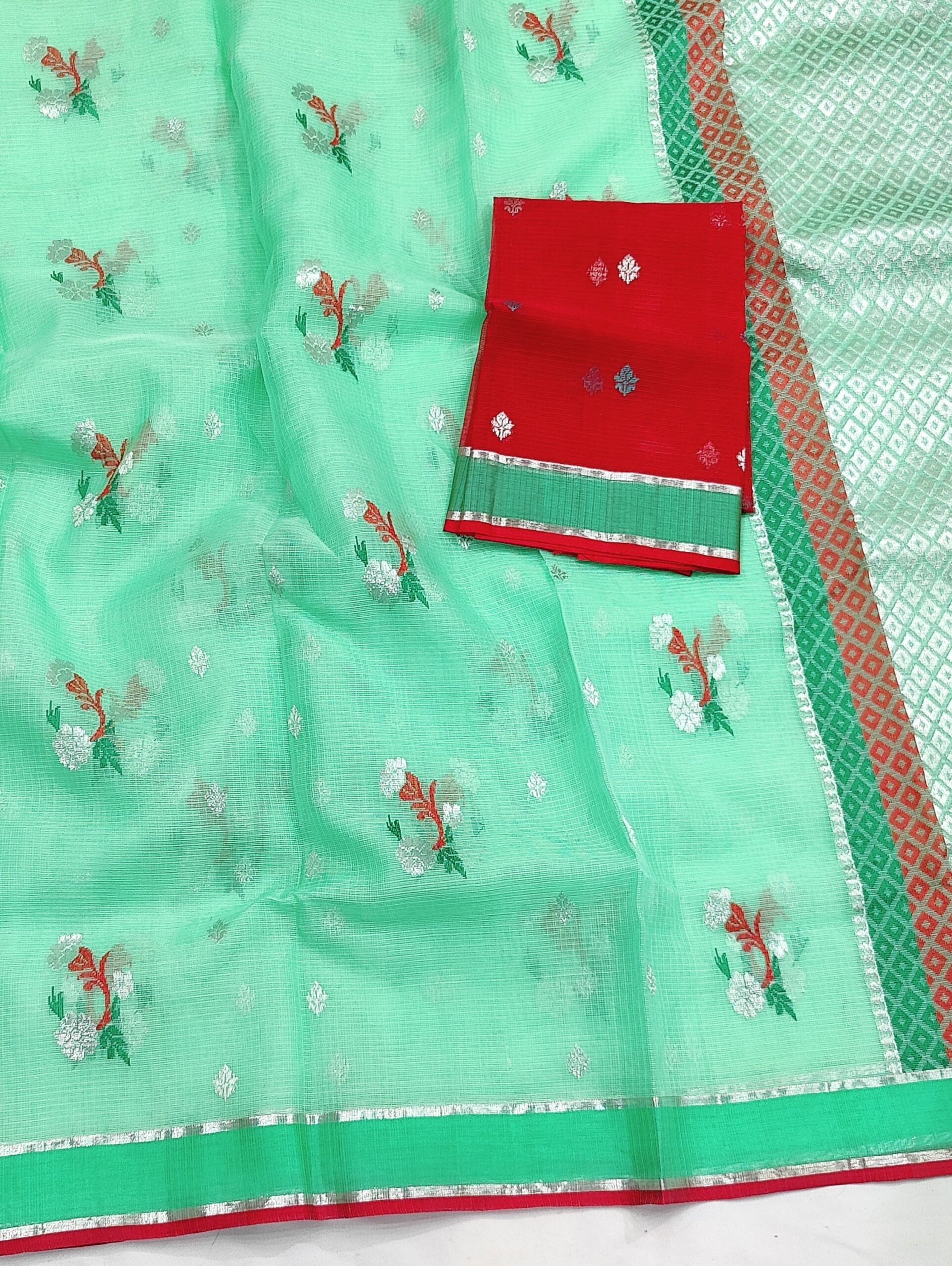 PURE ZARIKOTA HANDLOOM BUTA SAREE WITH BLOUSE B1234 - Image 2