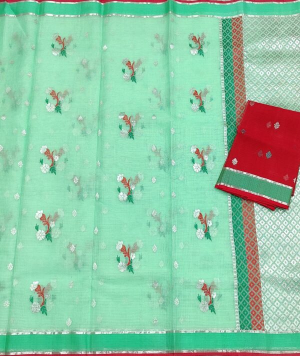 PURE ZARIKOTA HANDLOOM BUTA SAREE WITH BLOUSE B1234 - Image 3