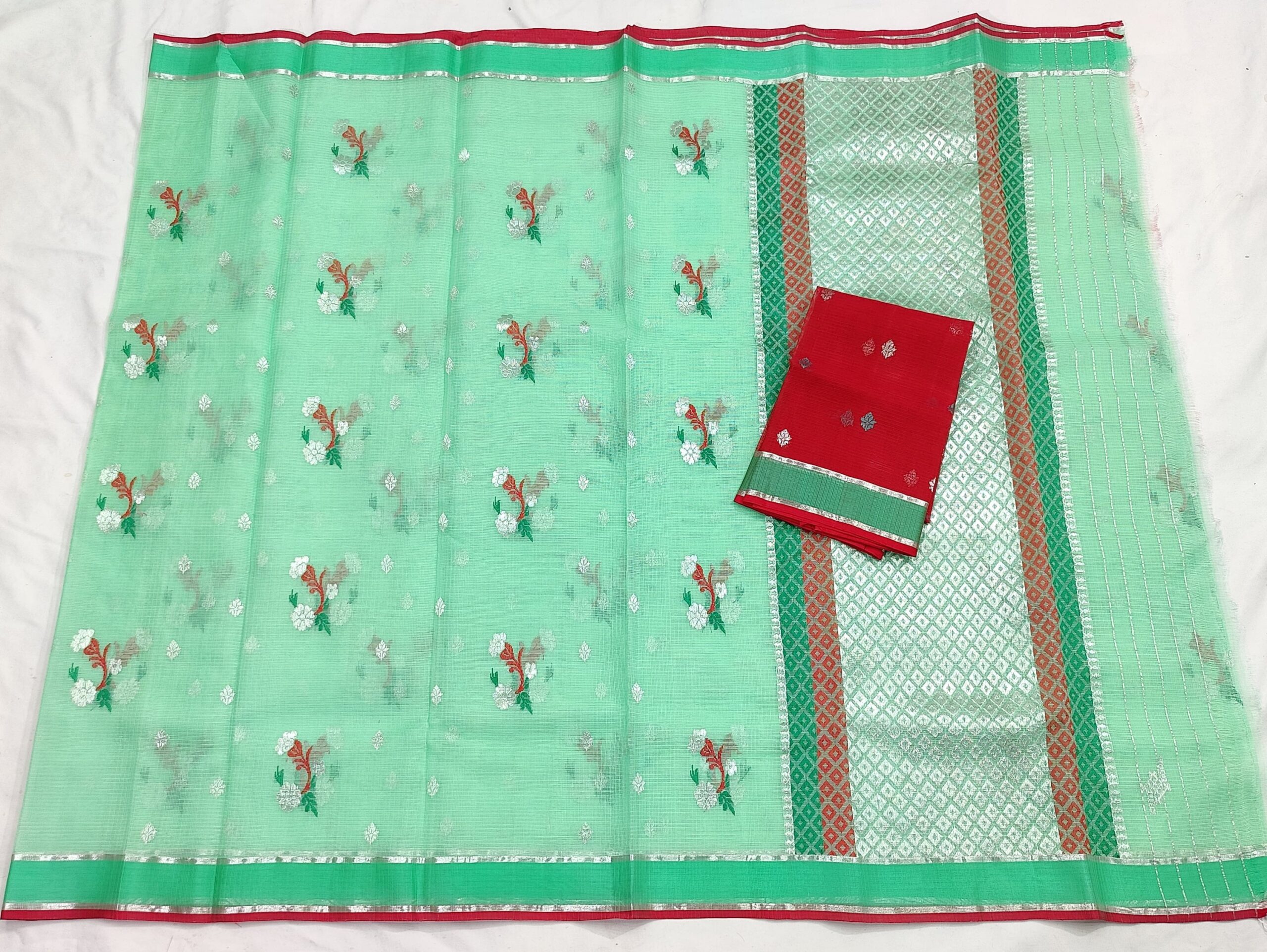 PURE ZARIKOTA HANDLOOM BUTA SAREE WITH BLOUSE B1234 - Image 4