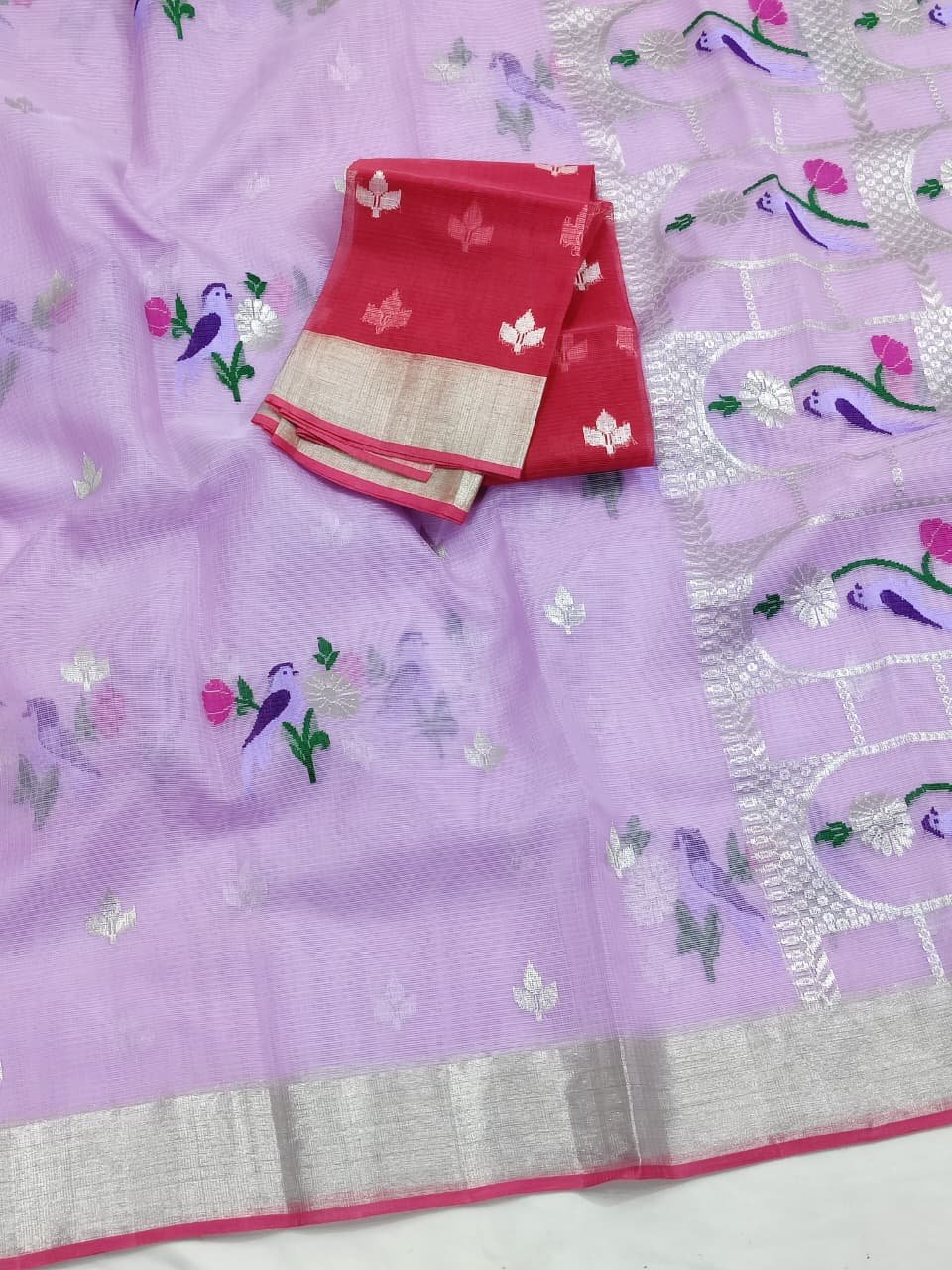 PURE ZARIKOTA HANDLOOM BUTA SAREE WITH BLOUSE B1235 - Image 2