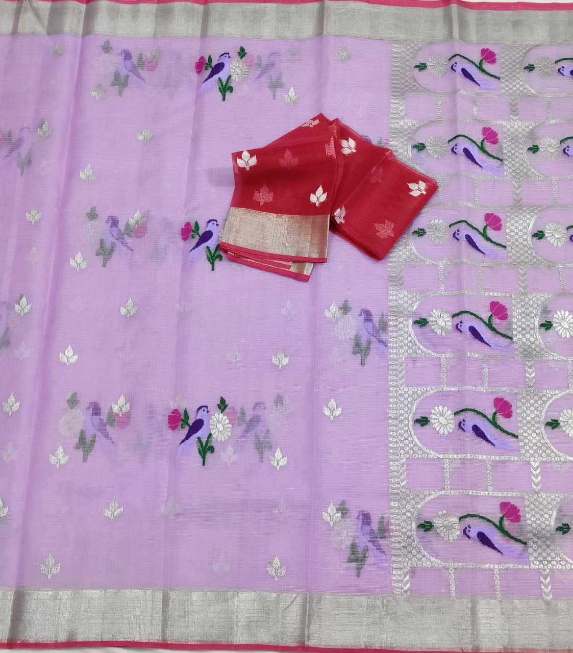 PURE ZARIKOTA HANDLOOM BUTA SAREE WITH BLOUSE B1235 - Image 3