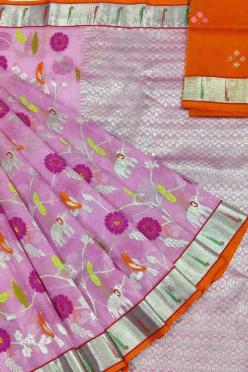 PURE ALL OVER JAAL ZARIKOTA HANDLOOM SAREE WITH BLOUSE_J455