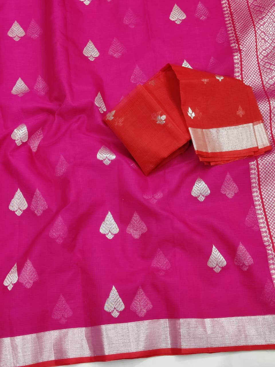 PURE ZARIKOTA HANDLOOM BUTA SAREE WITH BLOUSE B1236 - Image 2