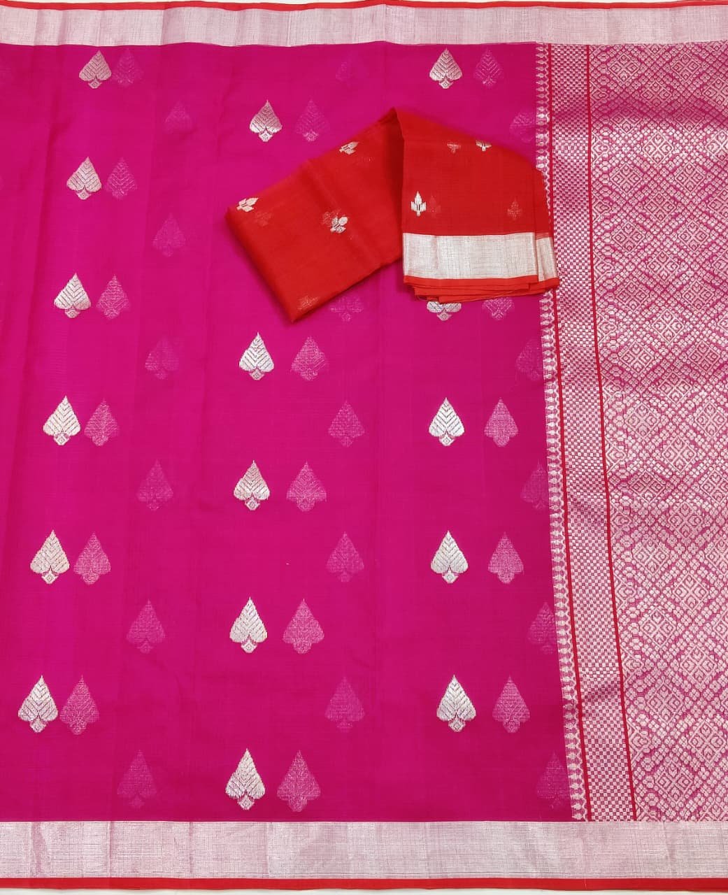 PURE ZARIKOTA HANDLOOM BUTA SAREE WITH BLOUSE B1236 - Image 3