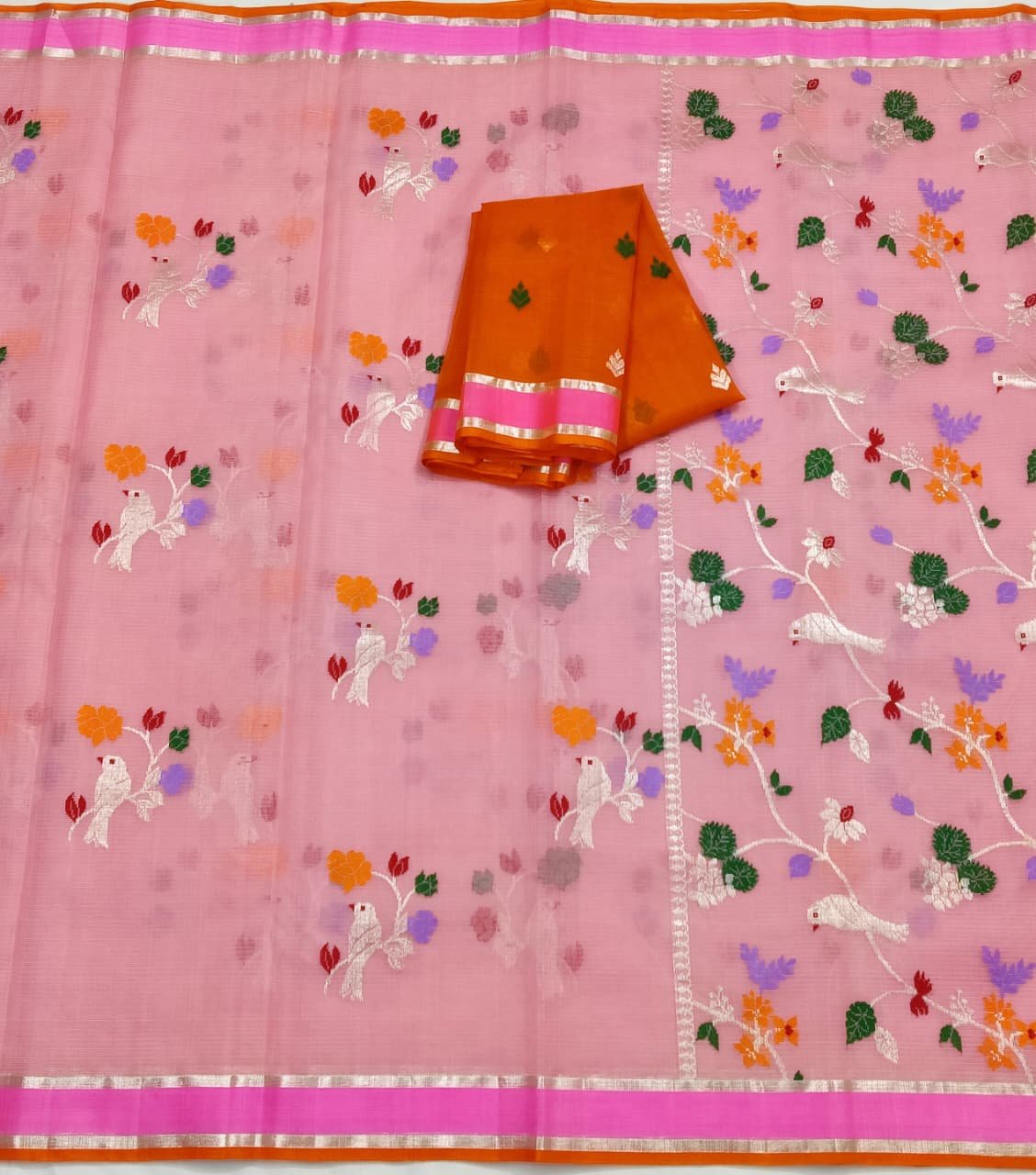 PURE ZARIKOTA HANDLOOM BUTA SAREE WITH BLOUSE B1237 - Image 3