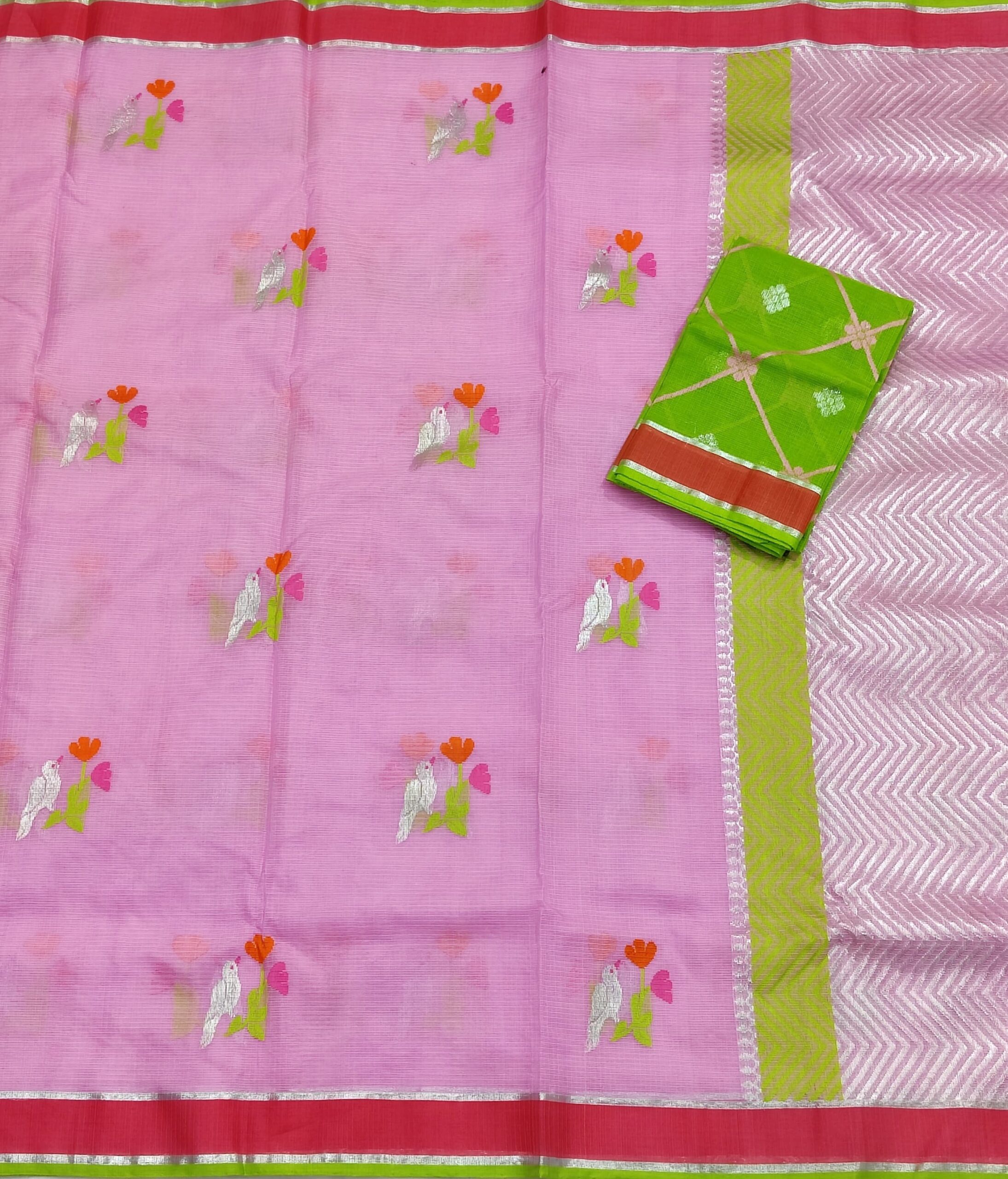 PURE ZARIKOTA HANDLOOM BUTA SAREE WITH BLOUSE B1239 - Image 3