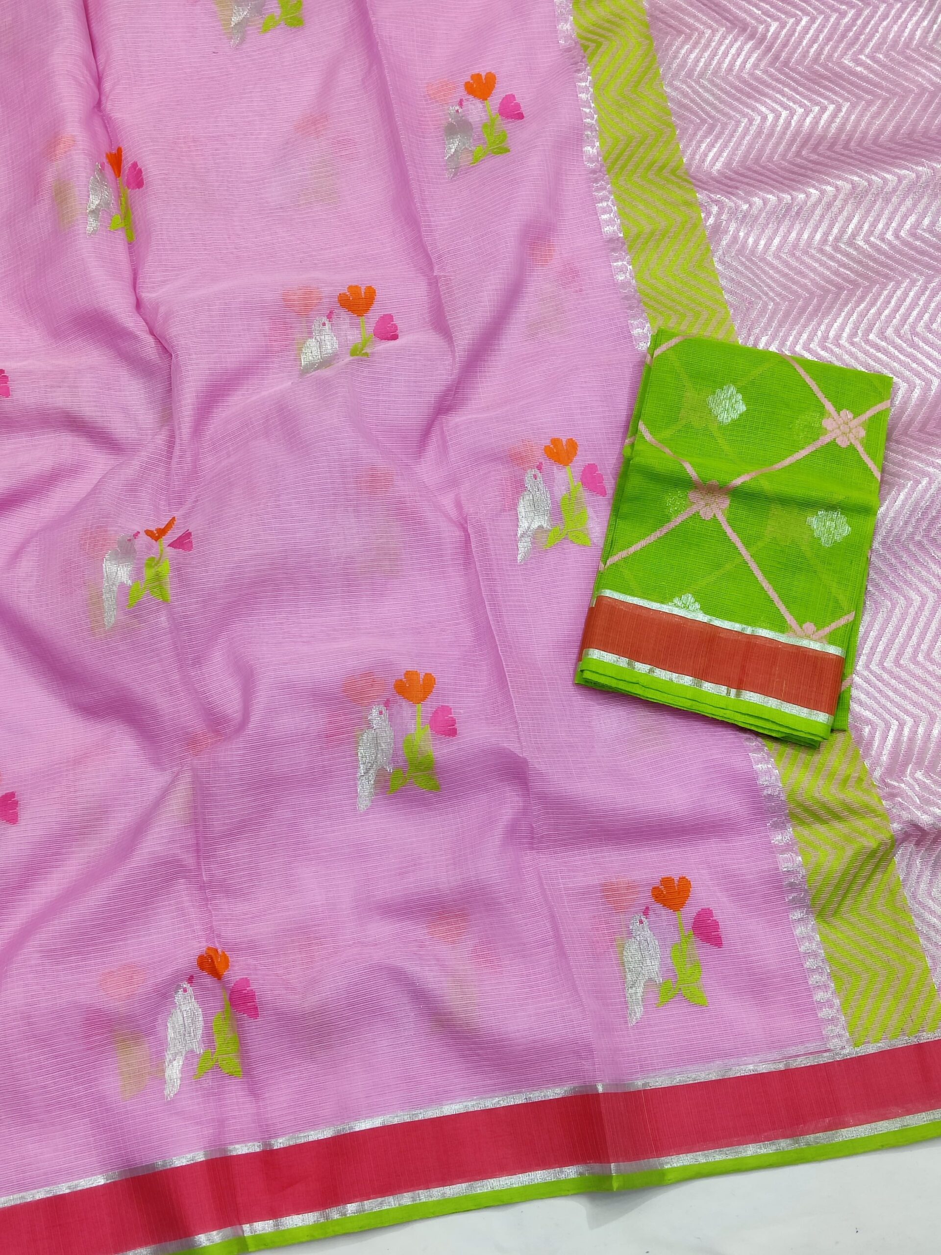 PURE ZARIKOTA HANDLOOM BUTA SAREE WITH BLOUSE B1239 - Image 2