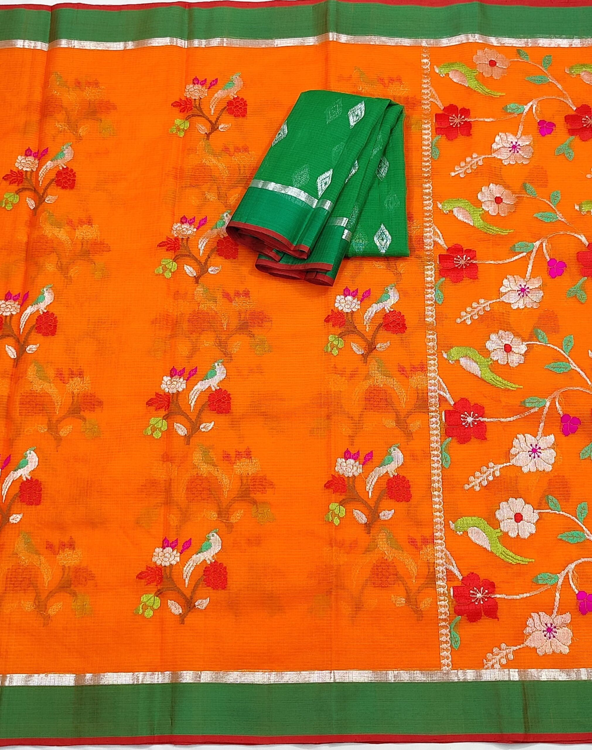PURE ZARIKOTA HANDLOOM BUTA SAREE WITH BLOUSE B1240 - Image 4