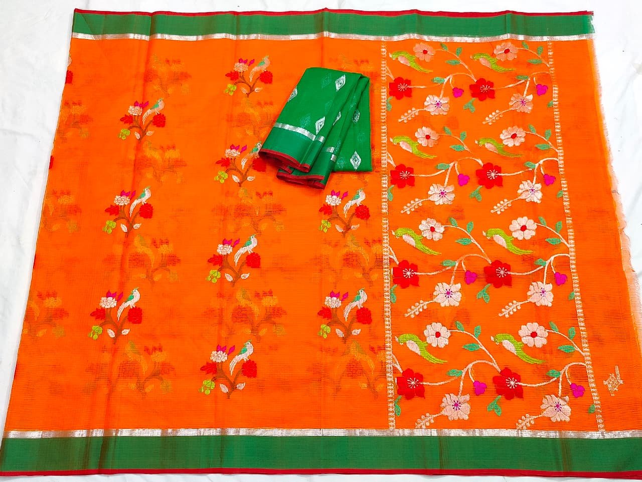 PURE ZARIKOTA HANDLOOM BUTA SAREE WITH BLOUSE B1240 - Image 3
