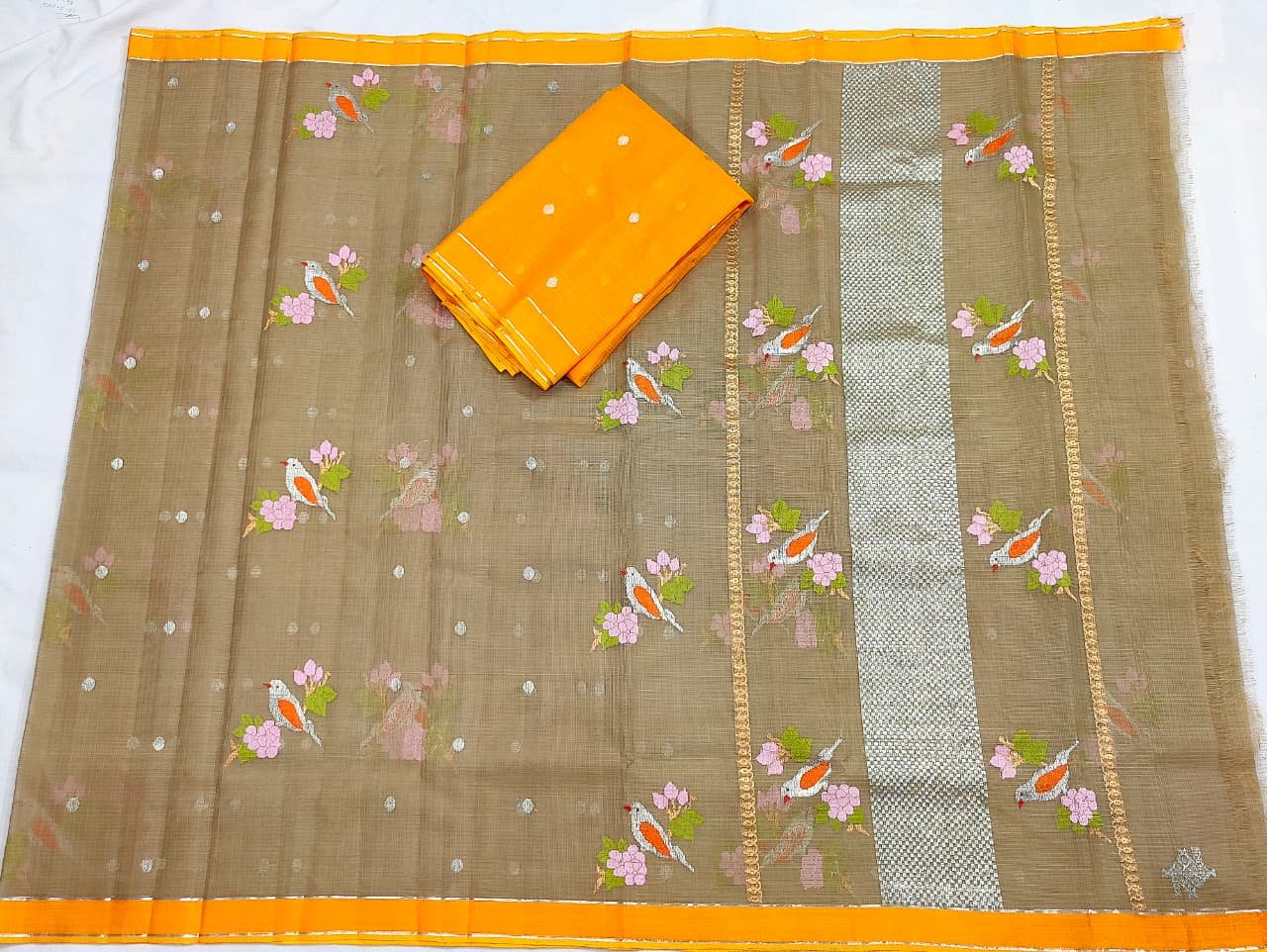 PURE ZARIKOTA HANDLOOM BUTA SAREE WITH BLOUSE B1229 - Image 4