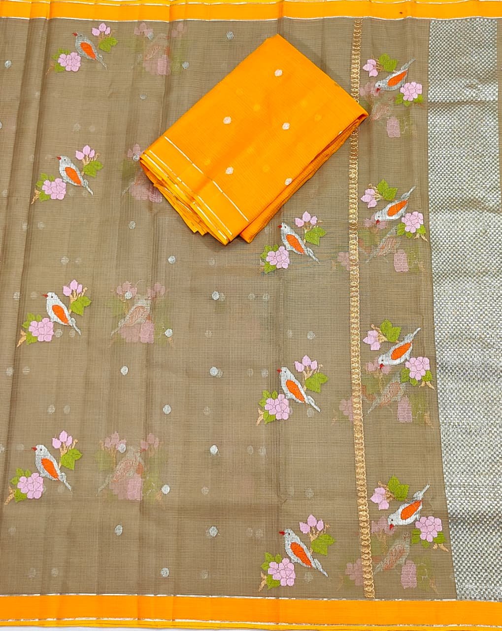 PURE ZARIKOTA HANDLOOM BUTA SAREE WITH BLOUSE B1229 - Image 3