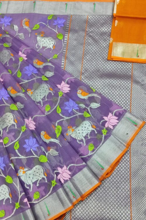 PURE ALL OVER JAAL ZARIKOTA HANDLOOM SAREE WITH BLOUSE_J456