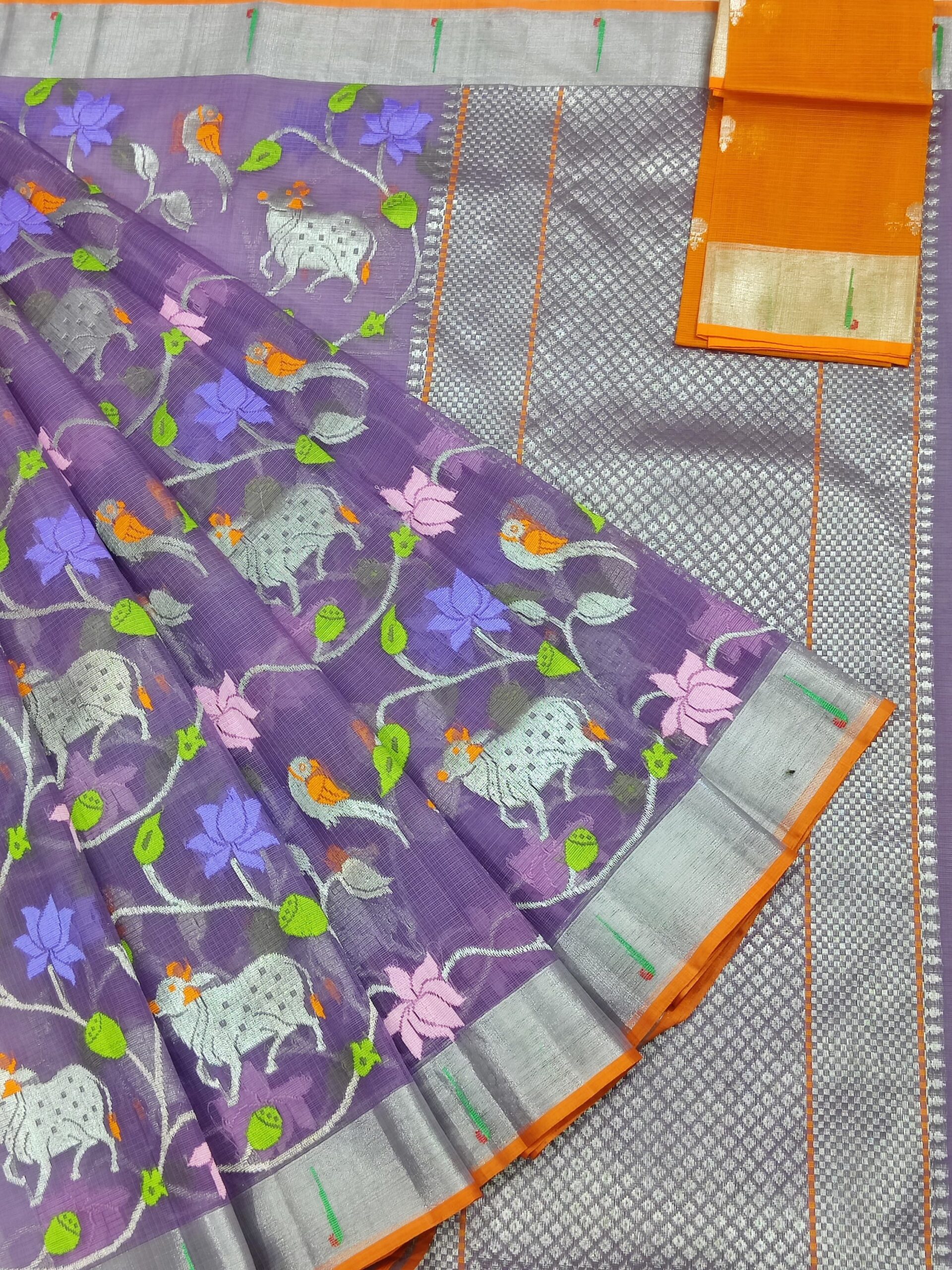 PURE ALL OVER JAAL ZARIKOTA HANDLOOM SAREE WITH BLOUSE_J456