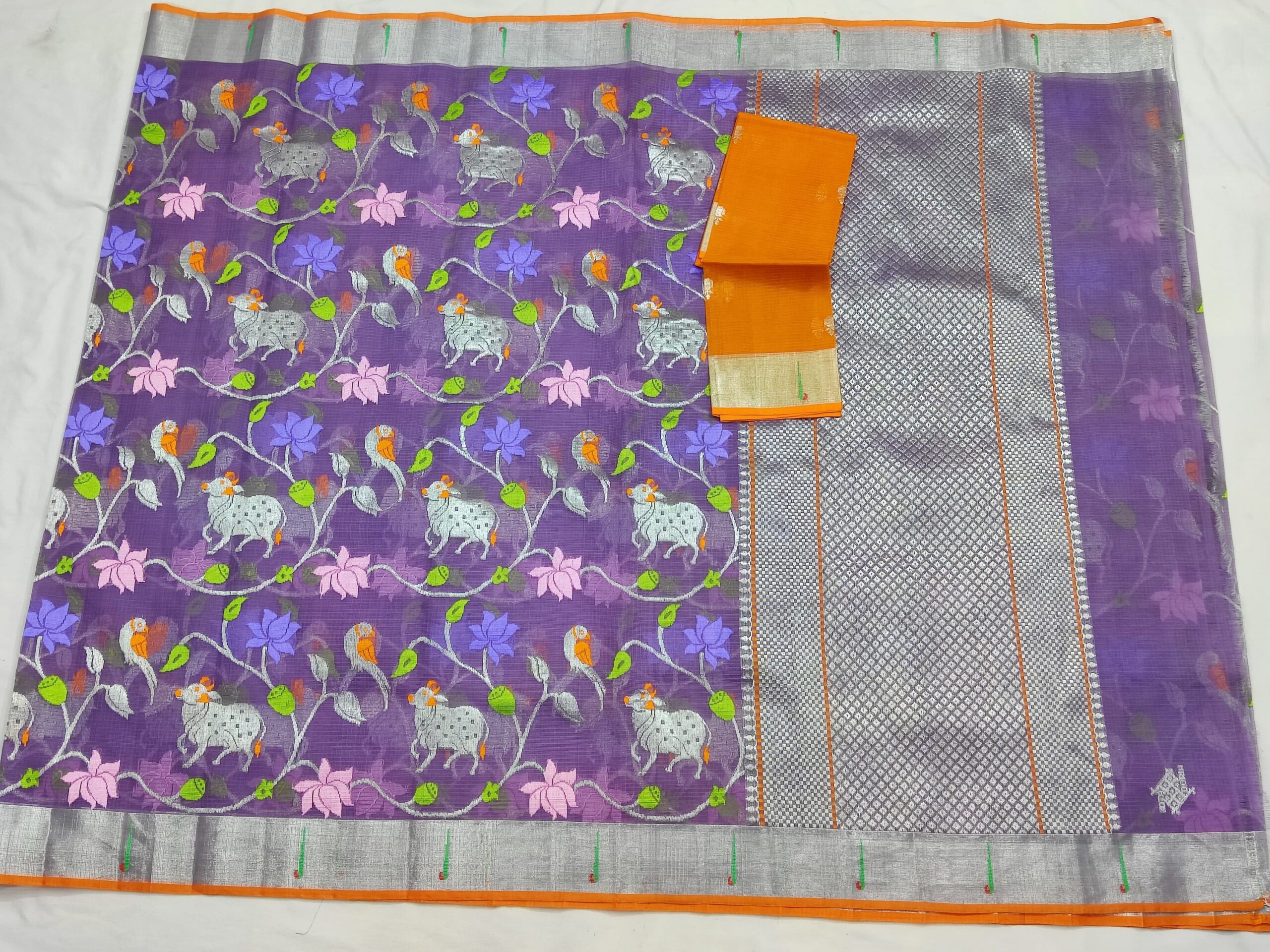 PURE ALL OVER JAAL ZARIKOTA HANDLOOM SAREE WITH BLOUSE_J456 - Image 4