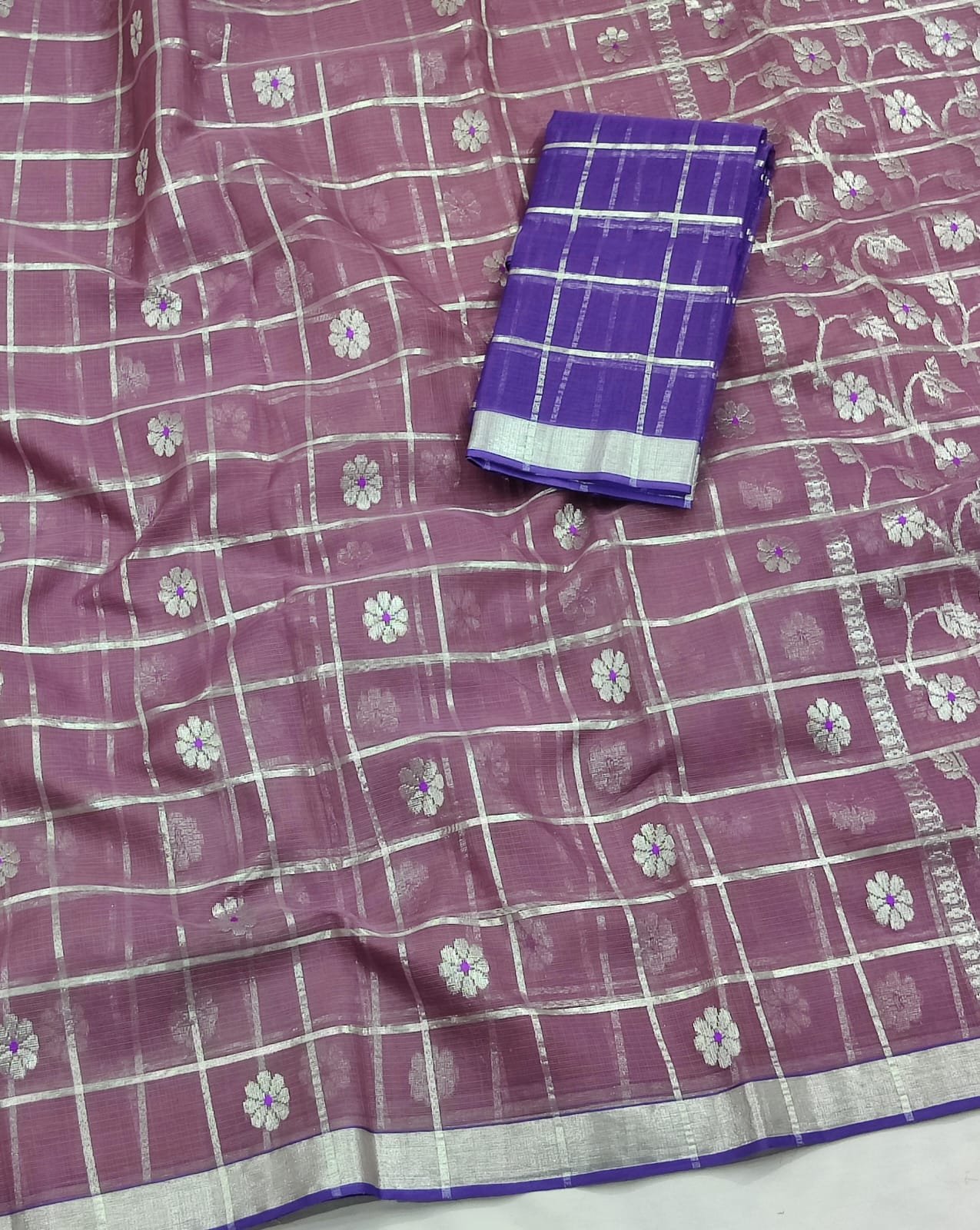 PURE ZARIKOTA HANDLOOM BUTA SAREE WITH BLOUSE B1246 - Image 2