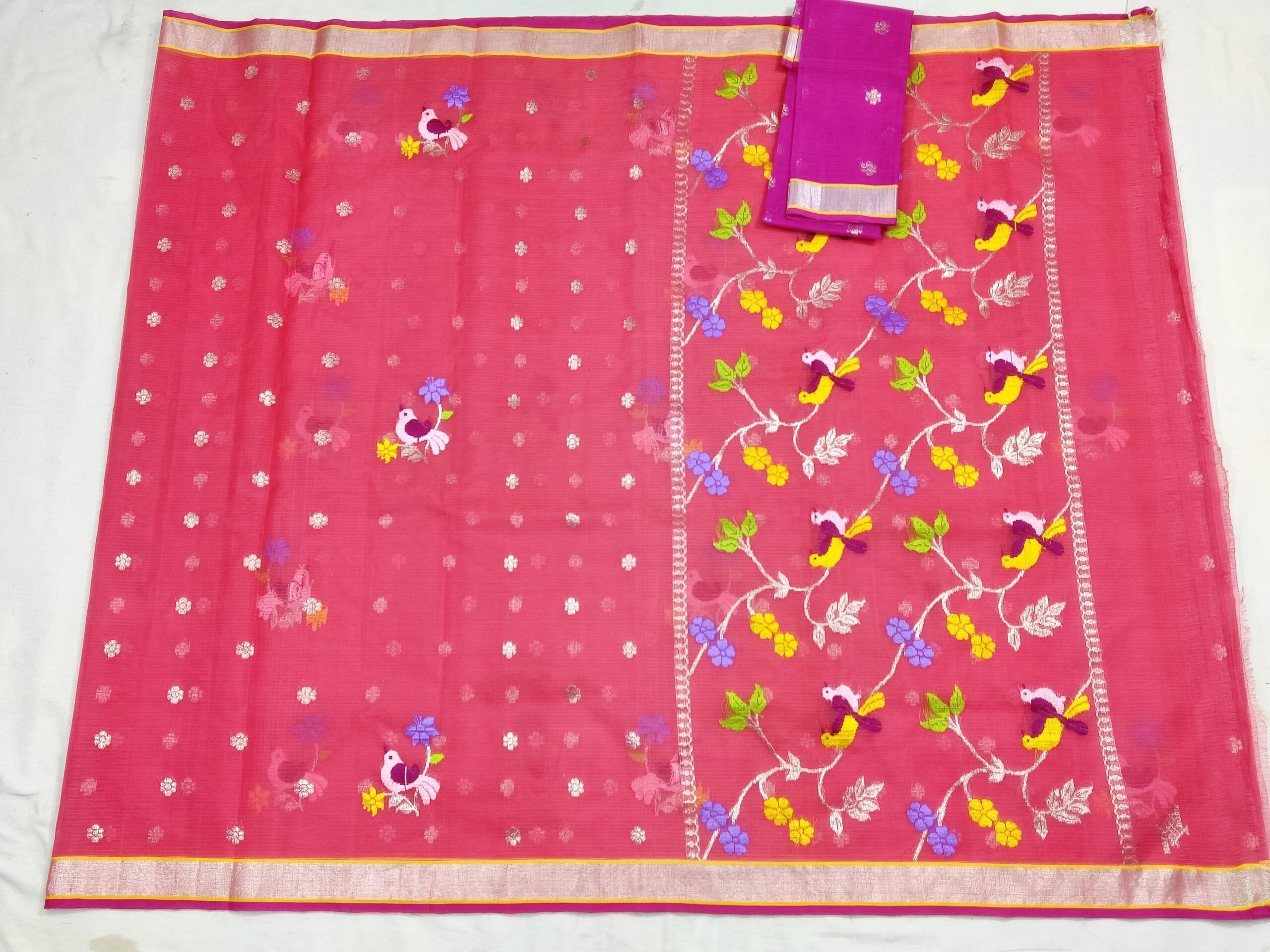 PURE ZARIKOTA HANDLOOM BUTA SAREE WITH BLOUSE B1283 - Image 4