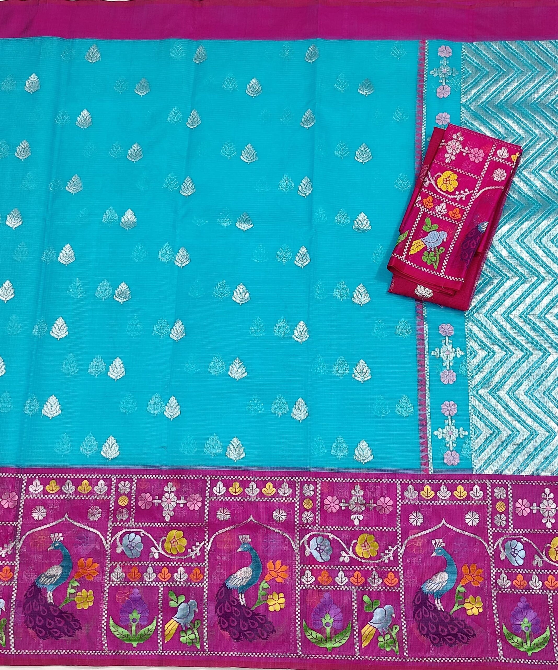 PURE BIG PAITHANI BORDER ZARIKOTA HANDLOOM SAREE S-113 - Image 3