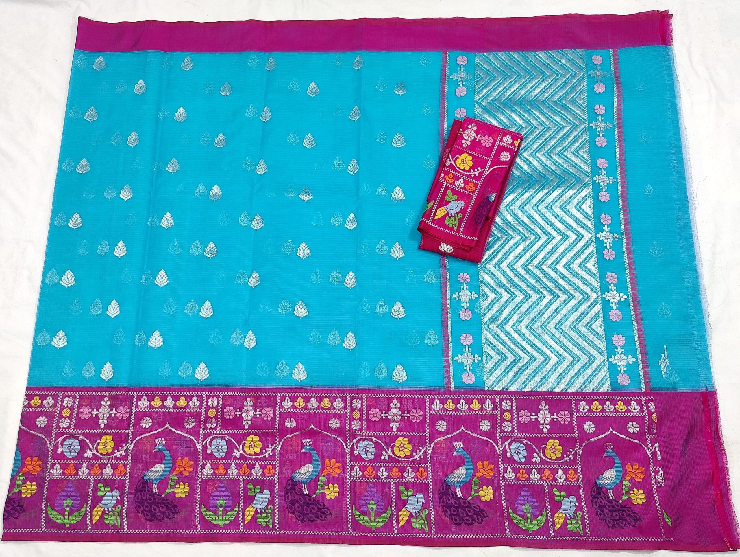PURE BIG PAITHANI BORDER ZARIKOTA HANDLOOM SAREE S-113 - Image 4