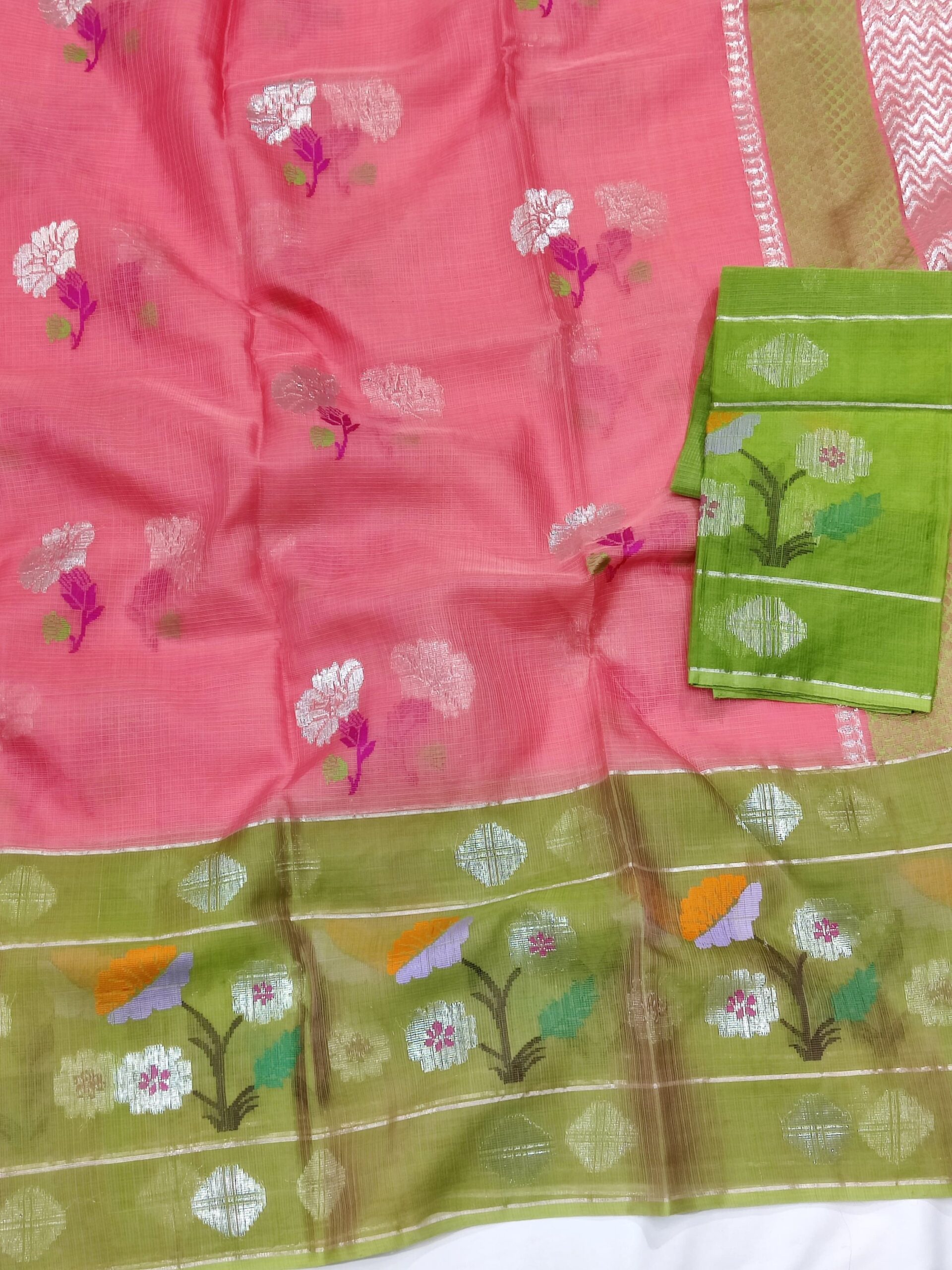 PURE ZARIKOTA HANDLOOM BUTA SAREE WITH BLOUSE B1316 - Image 2