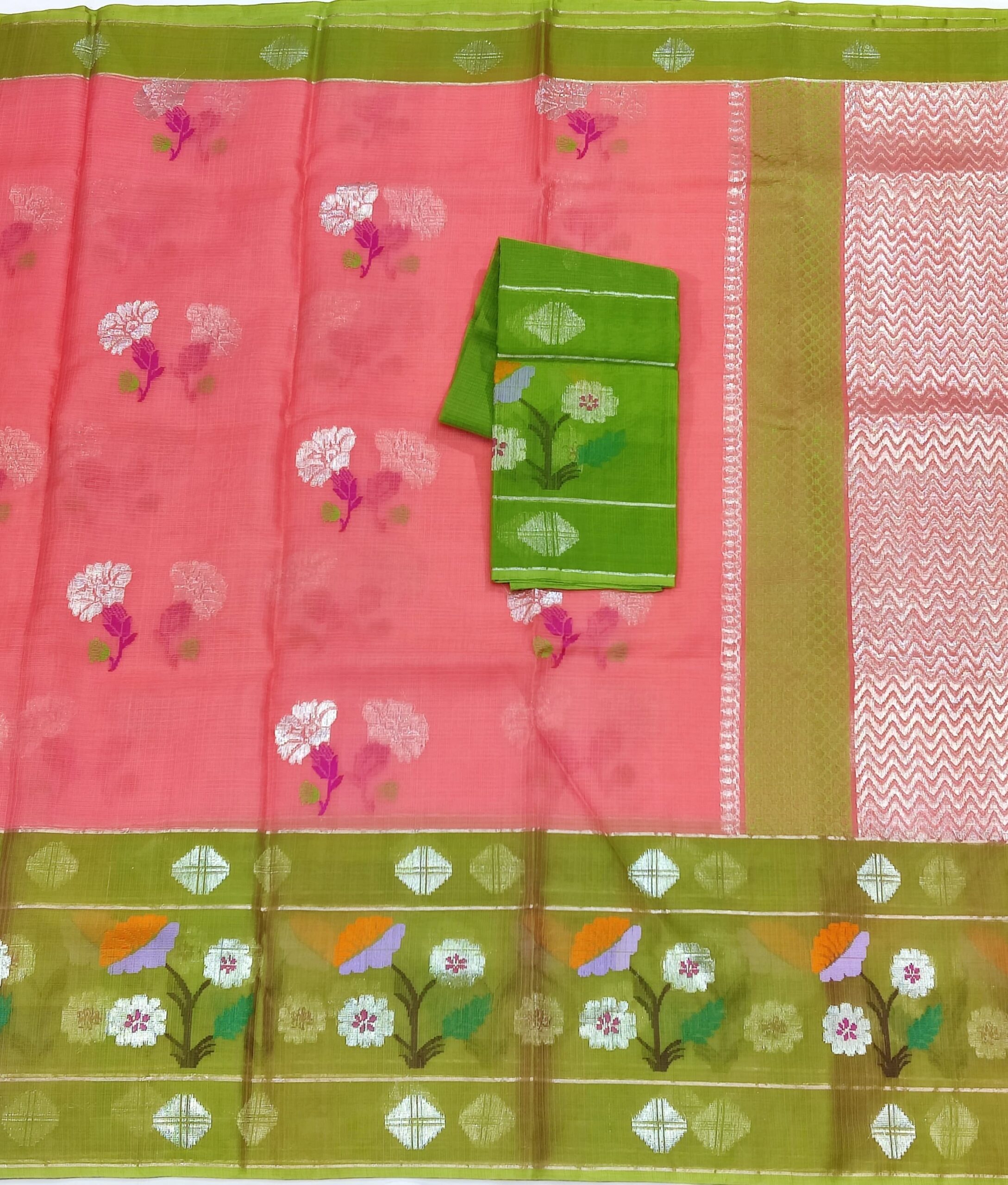 PURE ZARIKOTA HANDLOOM BUTA SAREE WITH BLOUSE B1316 - Image 3