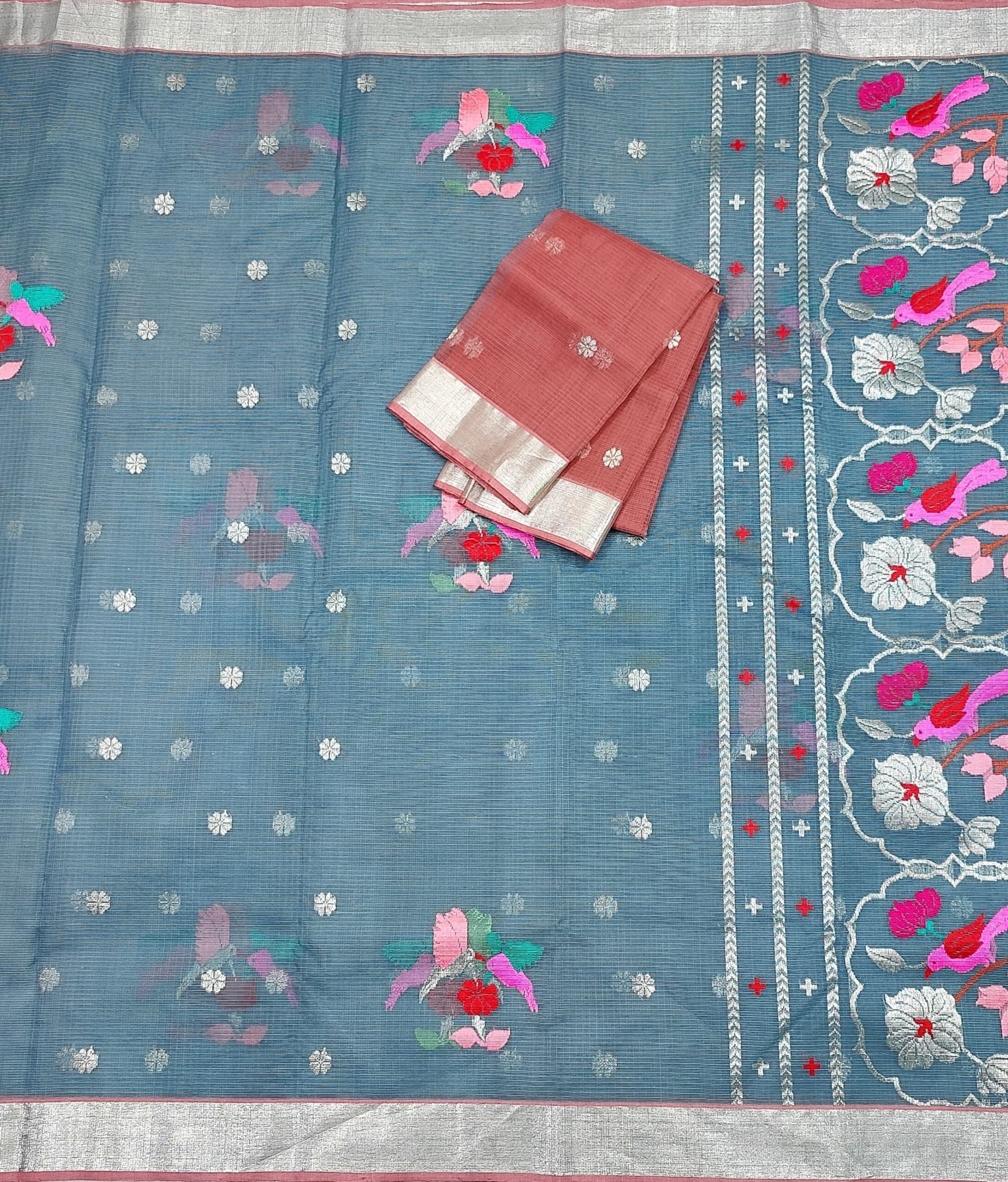 PURE ZARIKOTA HANDLOOM BUTA SAREE WITH BLOUSE B1321 - Image 3