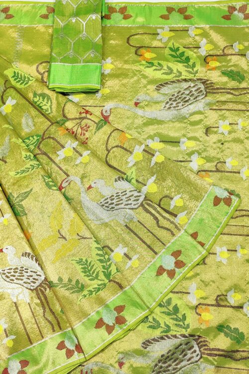 PURE GOLD DOUBLE TISSUE ALL OVER JAAL ZARIKOTA HANDLOOM SAREE_T-302