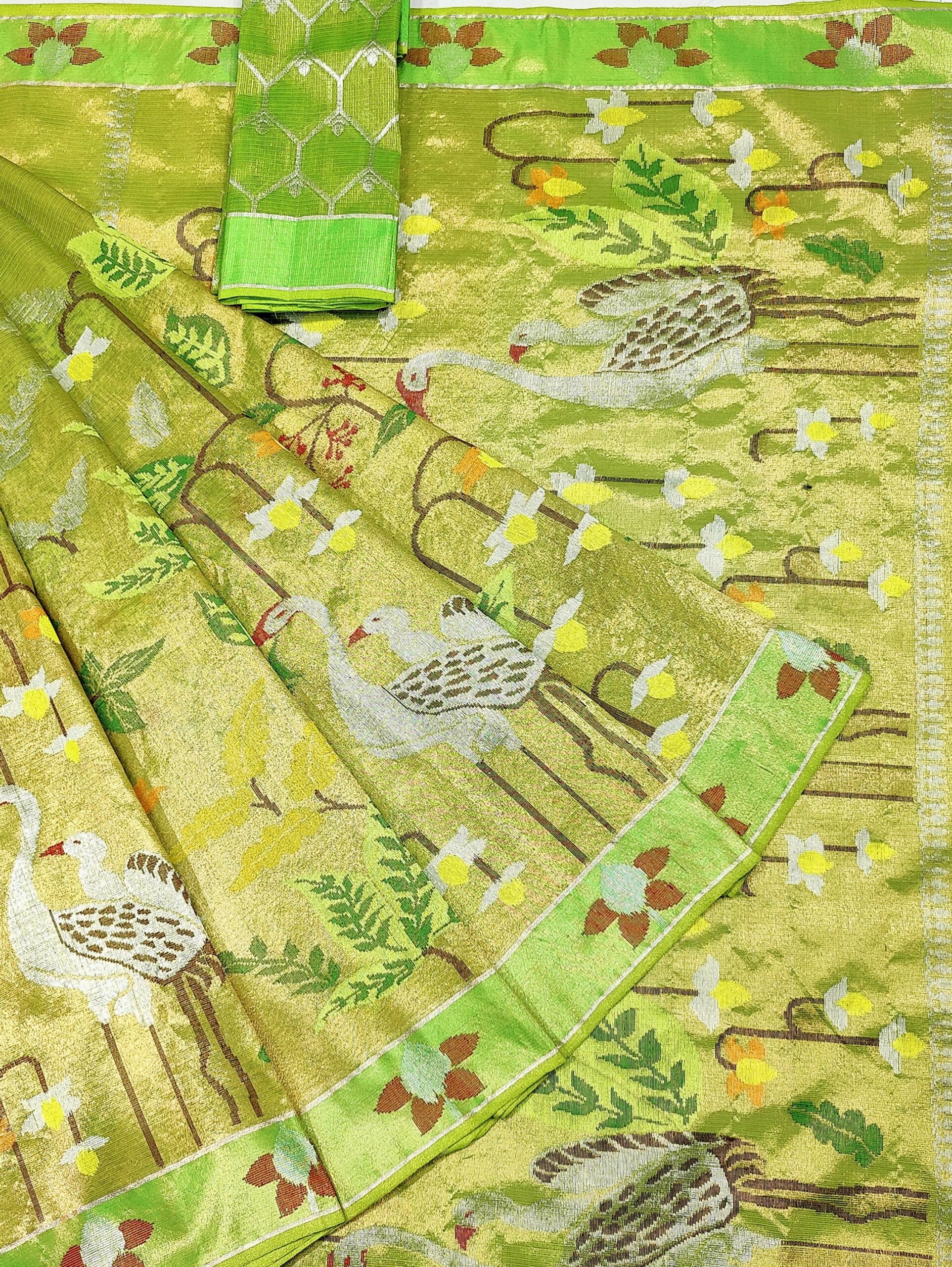 PURE GOLD DOUBLE TISSUE ALL OVER JAAL ZARIKOTA HANDLOOM SAREE_T-302