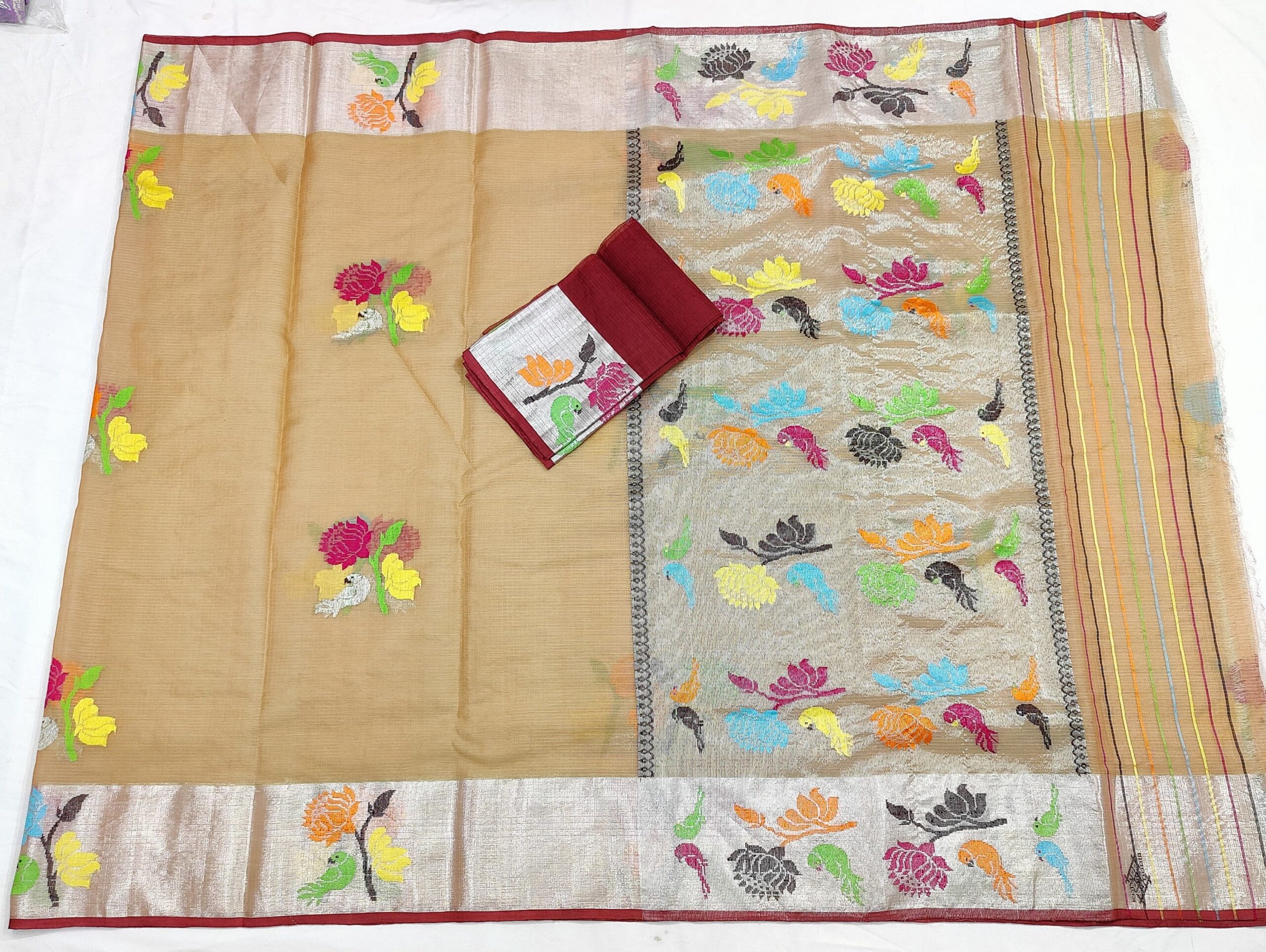 PURE ZARIKOTA HANDLOOM BUTA SAREE WITH BLOUSE B1330 - Image 4