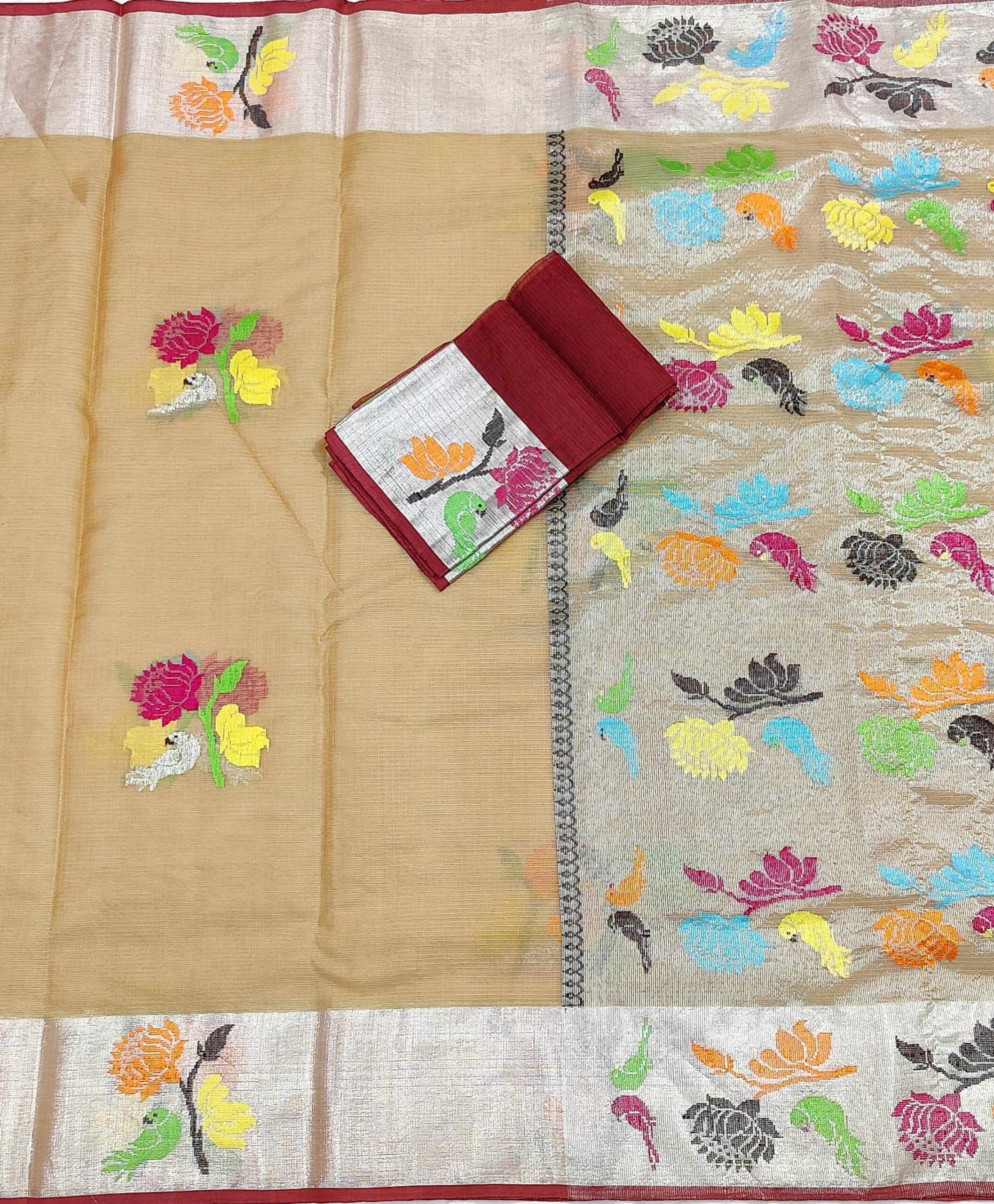 PURE ZARIKOTA HANDLOOM BUTA SAREE WITH BLOUSE B1330 - Image 3