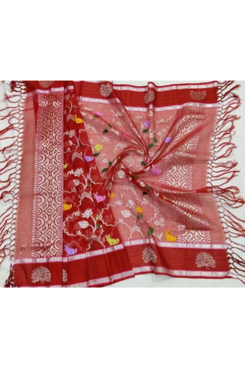 PURE ALL OVER JAAL ZARIKOTA HANDLOOM DUPATTA D-140