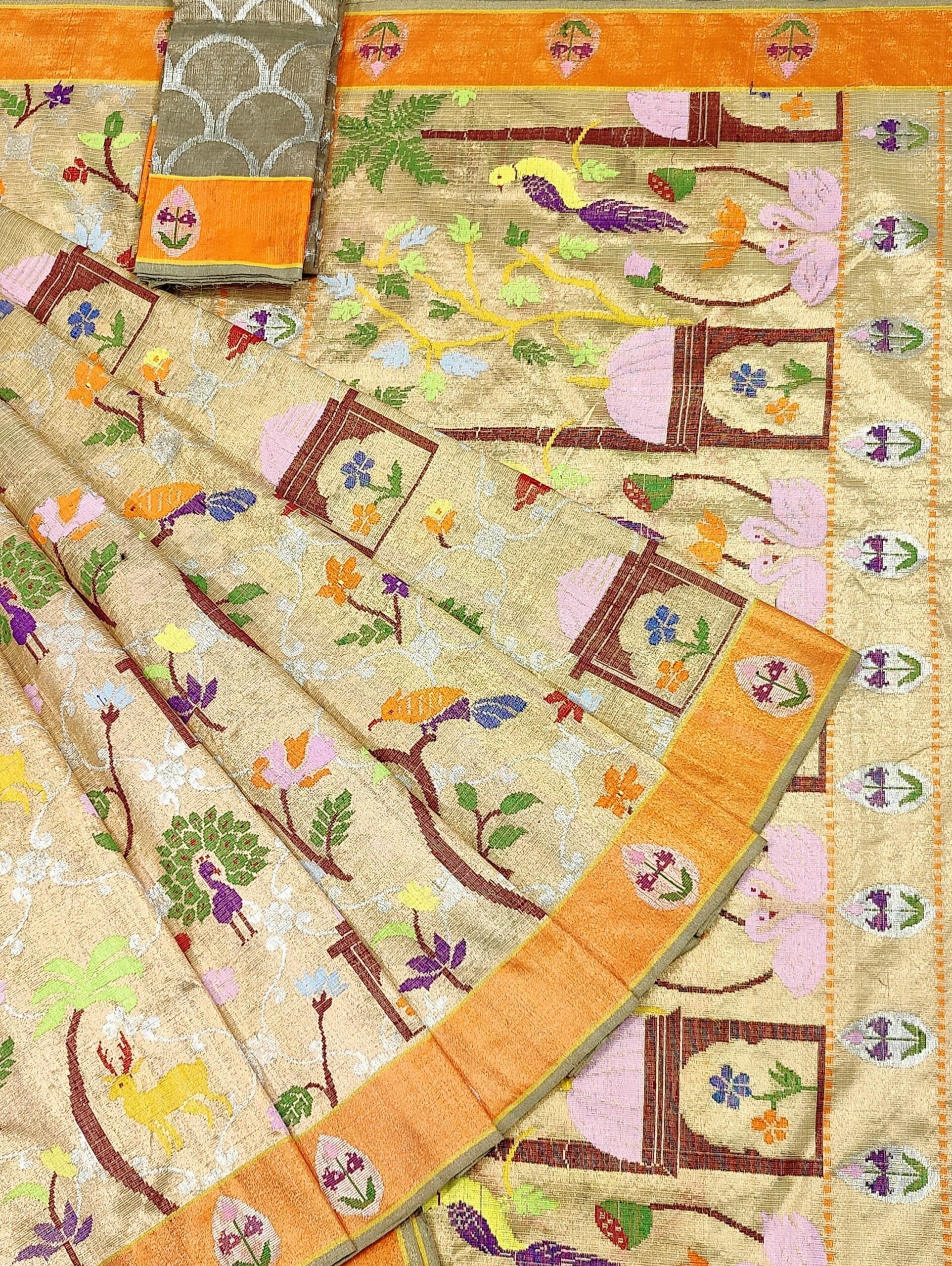 PURE GOLD DOUBLE TISSUE ALL OVER JAAL ZARIKOTA HANDLOOM SAREE_T-304