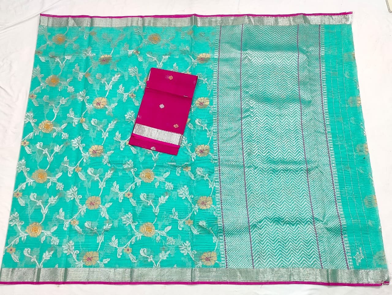 PURE ALL OVER JAAL ZARIKOTA HANDLOOM SAREE WITH BLOUSE_J478 - Image 4