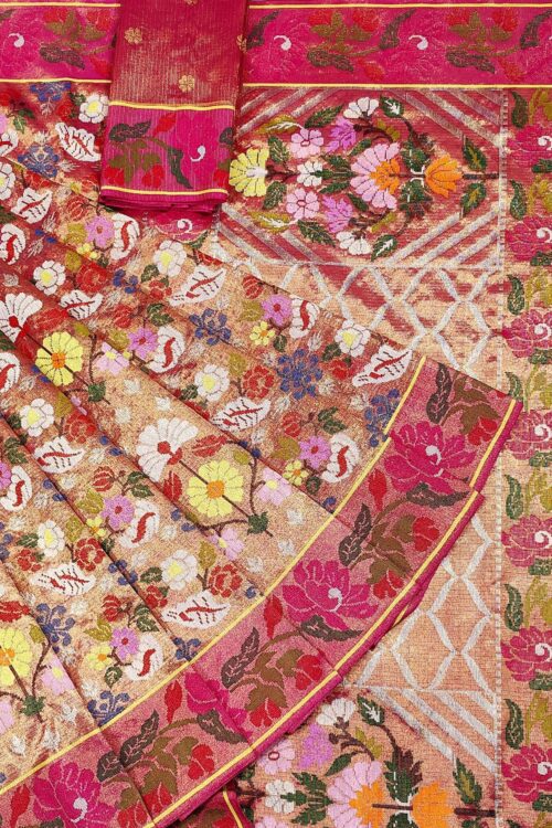 PURE GOLD DOUBLE TISSUE ALL OVER JAAL ZARIKOTA HANDLOOM SAREE_T-306