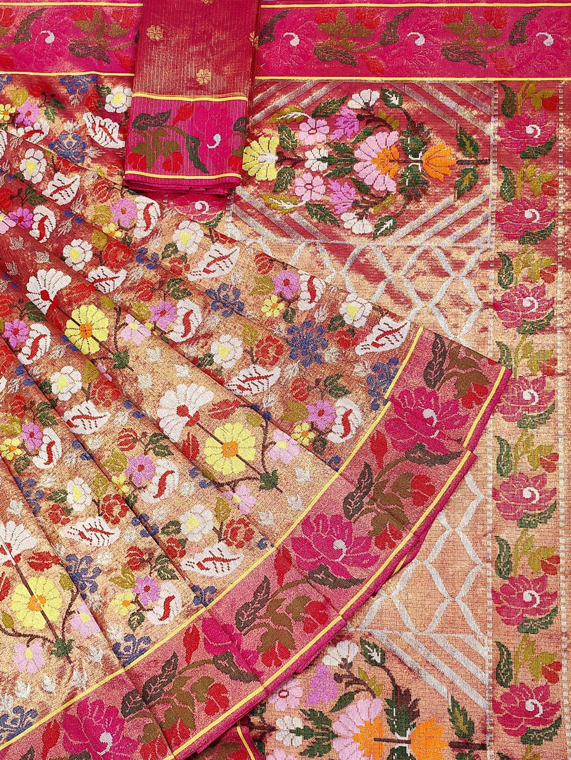 PURE GOLD DOUBLE TISSUE ALL OVER JAAL ZARIKOTA HANDLOOM SAREE_T-306