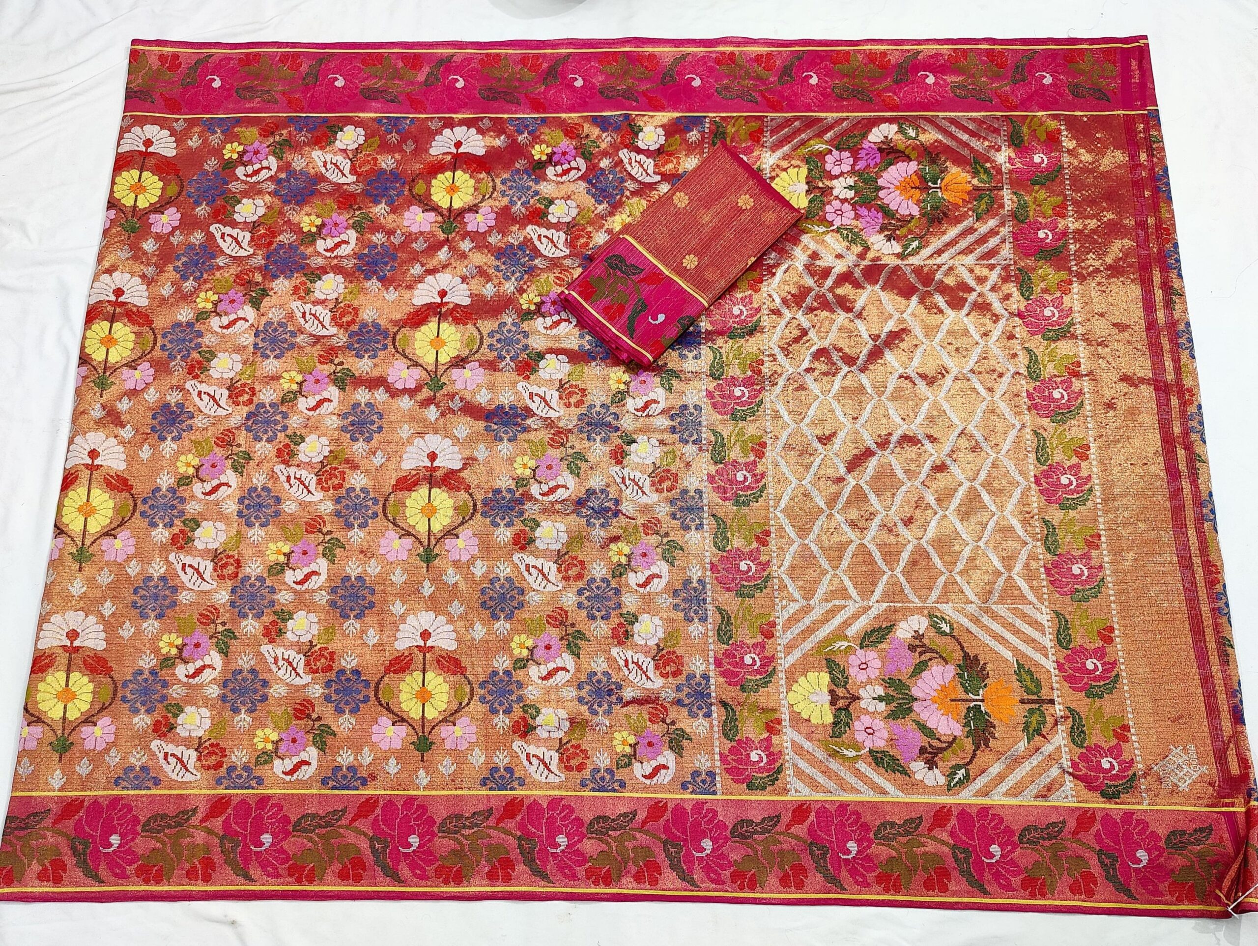 PURE GOLD DOUBLE TISSUE ALL OVER JAAL ZARIKOTA HANDLOOM SAREE_T-306 - Image 4