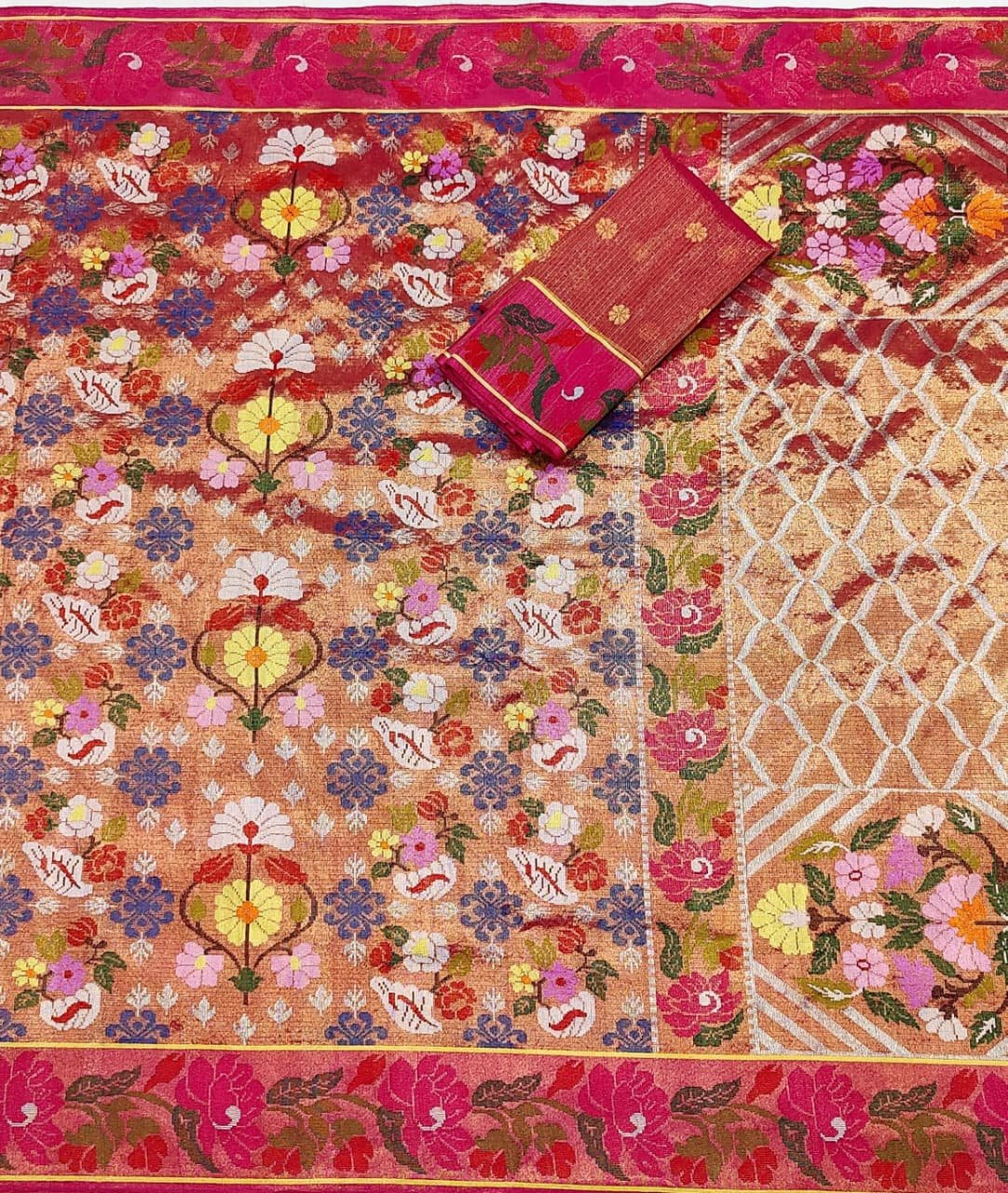 PURE GOLD DOUBLE TISSUE ALL OVER JAAL ZARIKOTA HANDLOOM SAREE_T-306 - Image 3