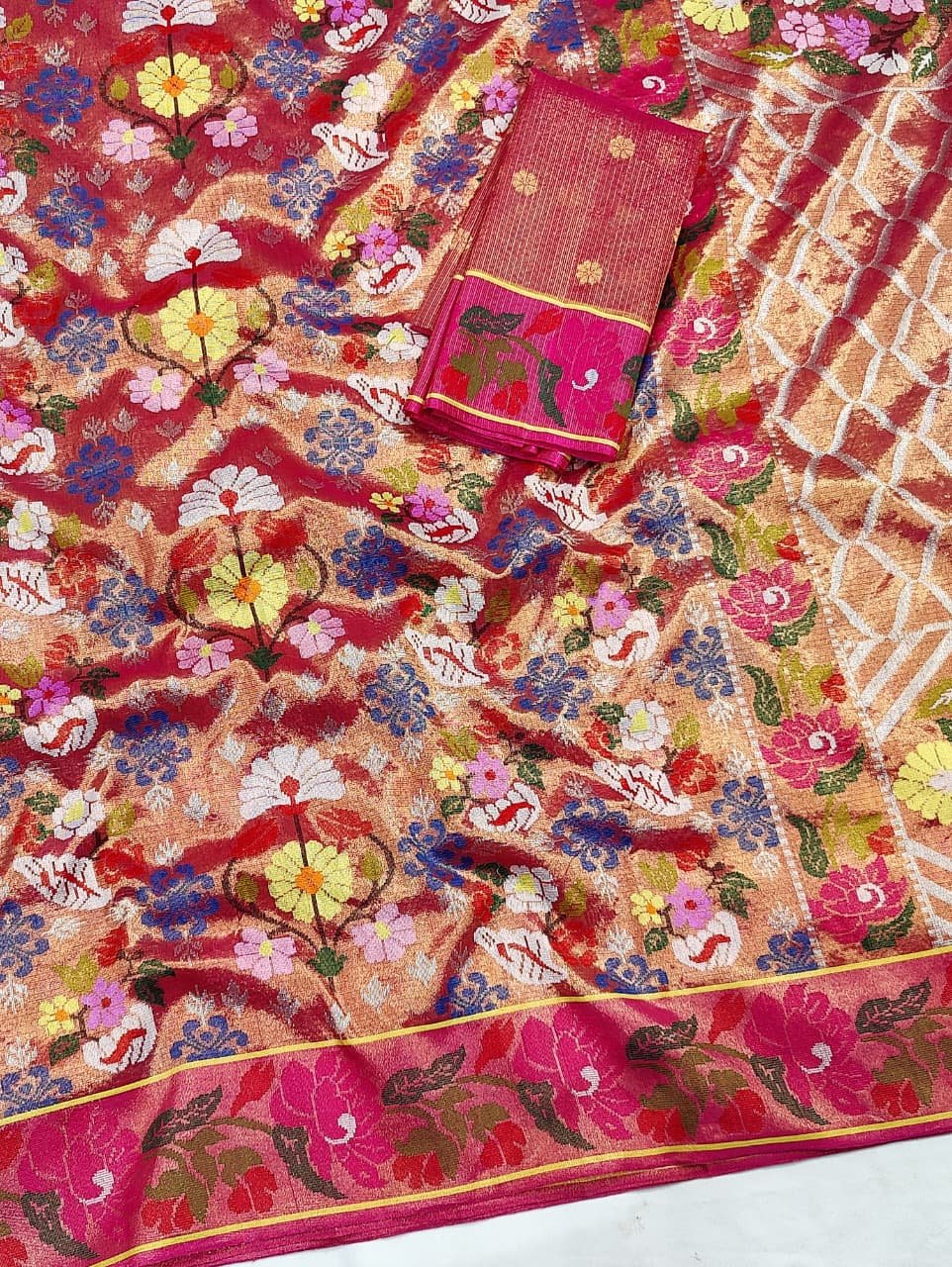 PURE GOLD DOUBLE TISSUE ALL OVER JAAL ZARIKOTA HANDLOOM SAREE_T-306 - Image 2