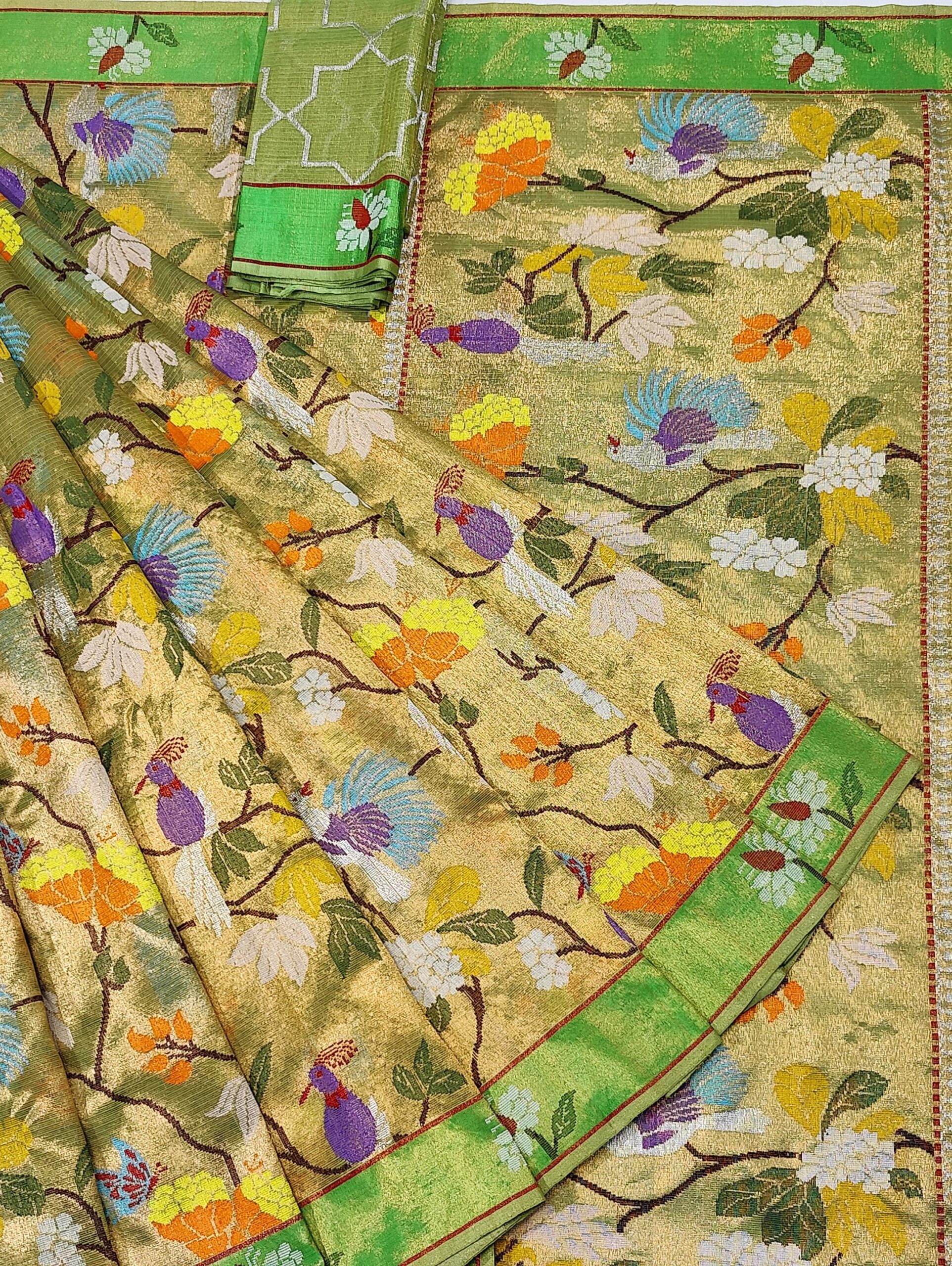 PURE GOLD DOUBLE TISSUE ALL OVER JAAL ZARIKOTA HANDLOOM SAREE_T-311