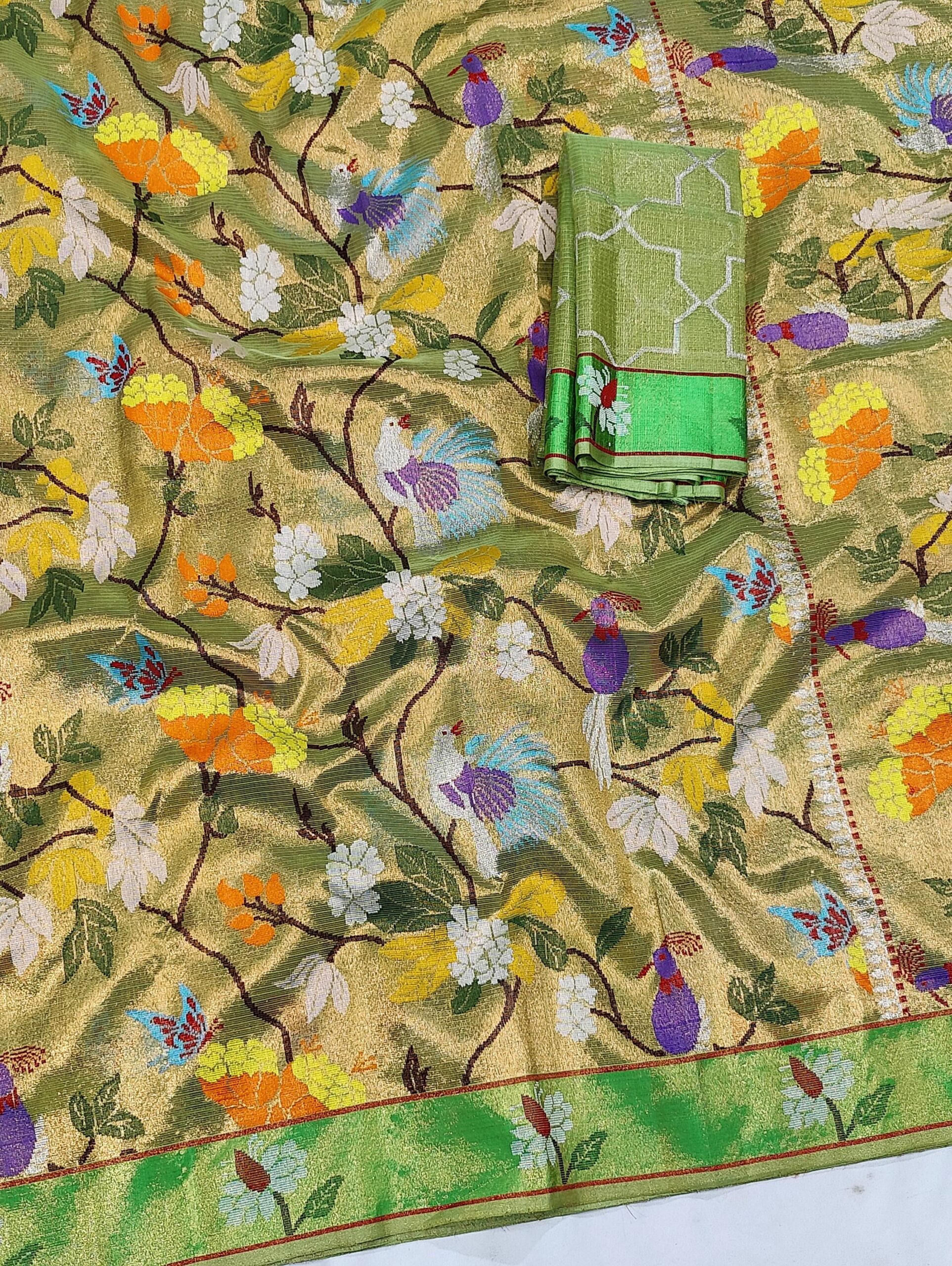 PURE GOLD DOUBLE TISSUE ALL OVER JAAL ZARIKOTA HANDLOOM SAREE_T-311 - Image 2