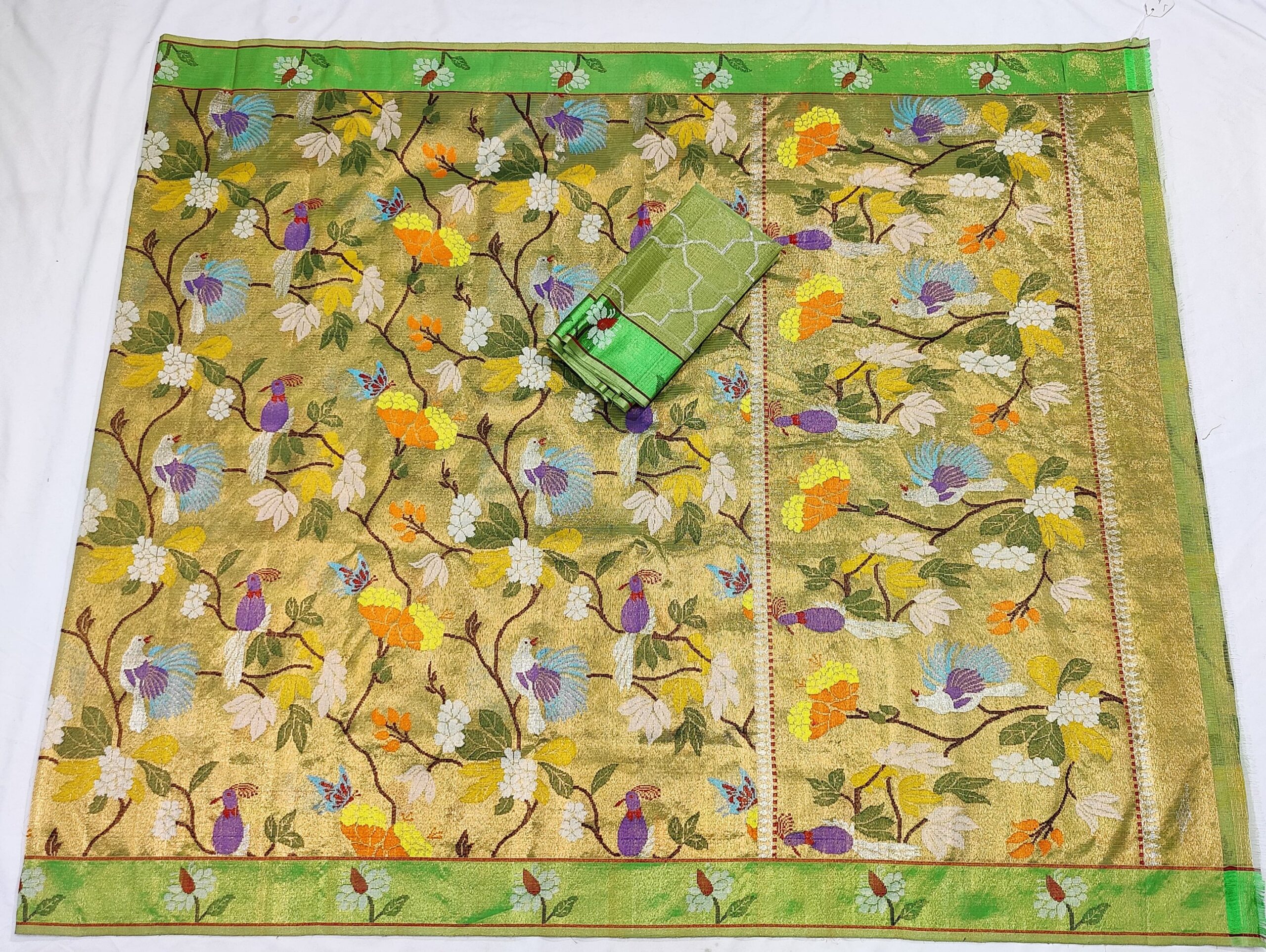 PURE GOLD DOUBLE TISSUE ALL OVER JAAL ZARIKOTA HANDLOOM SAREE_T-311 - Image 4