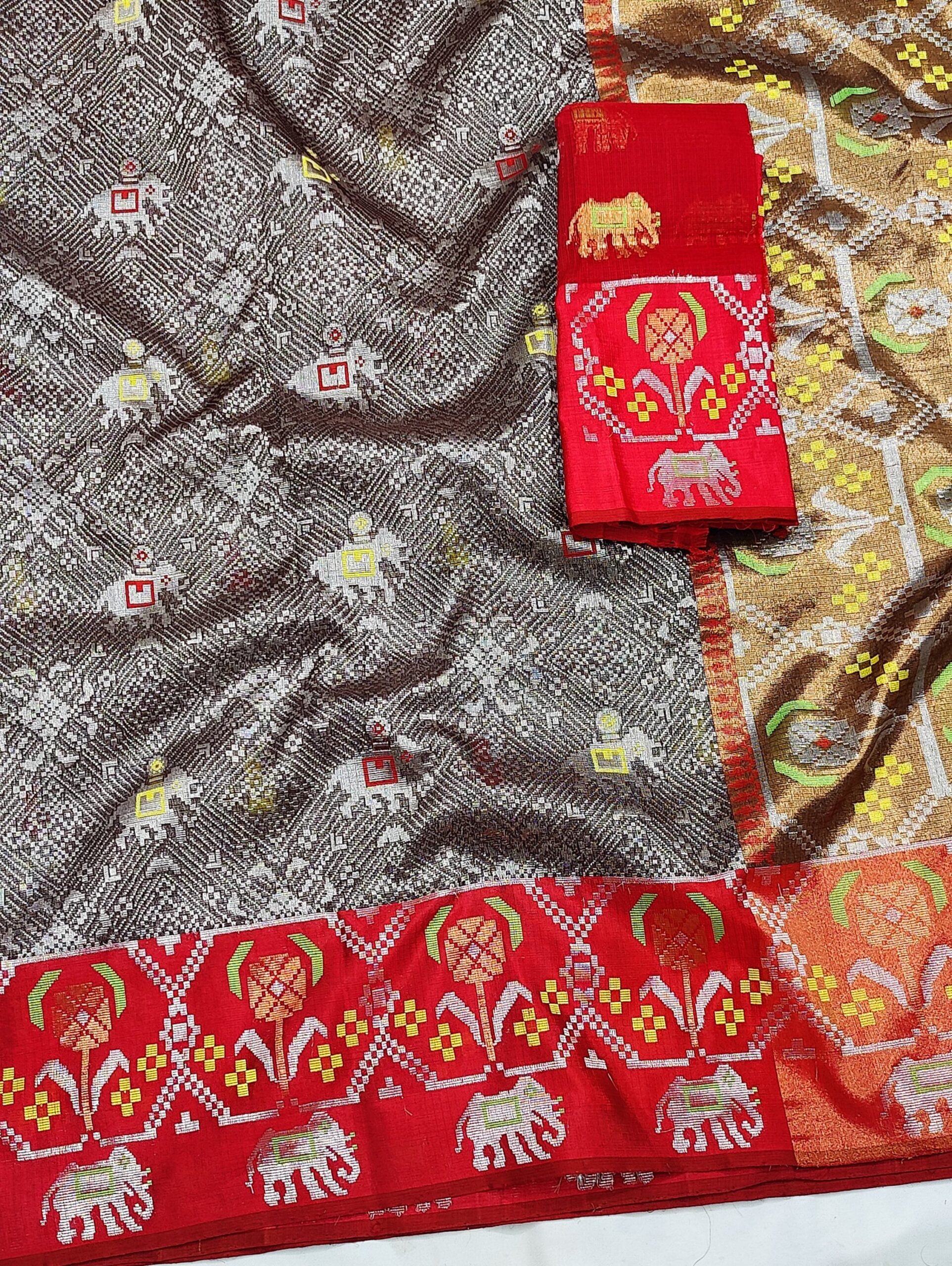 PURE ZAMAWAR WITH BOTH SIDES BIG PATOLA BORDER ZARIKOTA HANDLOOM SAREE_Z53 - Image 3