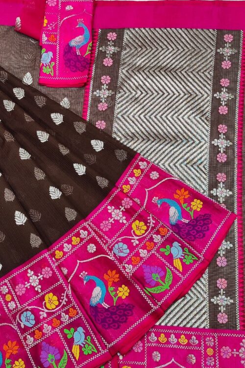 PURE BIG PAITHANI BORDER ZARIKOTA HANDLOOM SAREE S-115