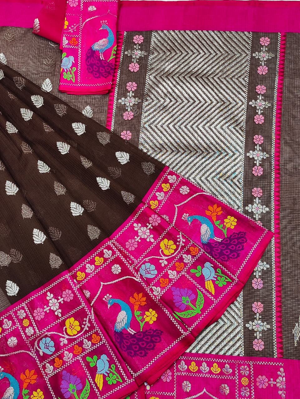 PURE BIG PAITHANI BORDER ZARIKOTA HANDLOOM SAREE S-115