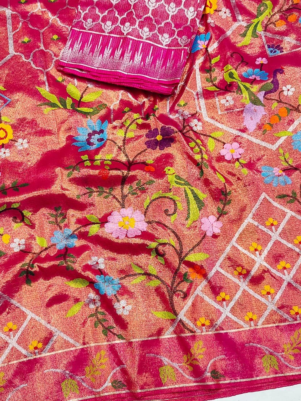 PURE GOLD DOUBLE TISSUE ALL OVER JAAL ZARIKOTA HANDLOOM SAREE_T-315 - Image 2