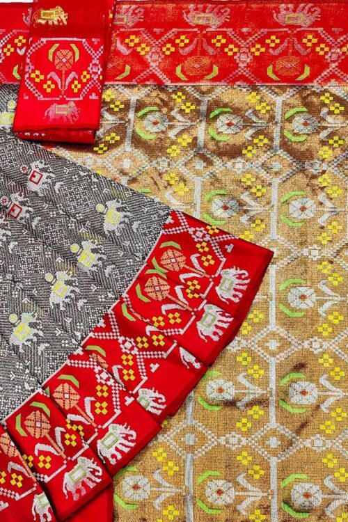 PURE ZAMAWAR WITH BOTH SIDES BIG PATOLA BORDER ZARIKOTA HANDLOOM SAREE_Z53