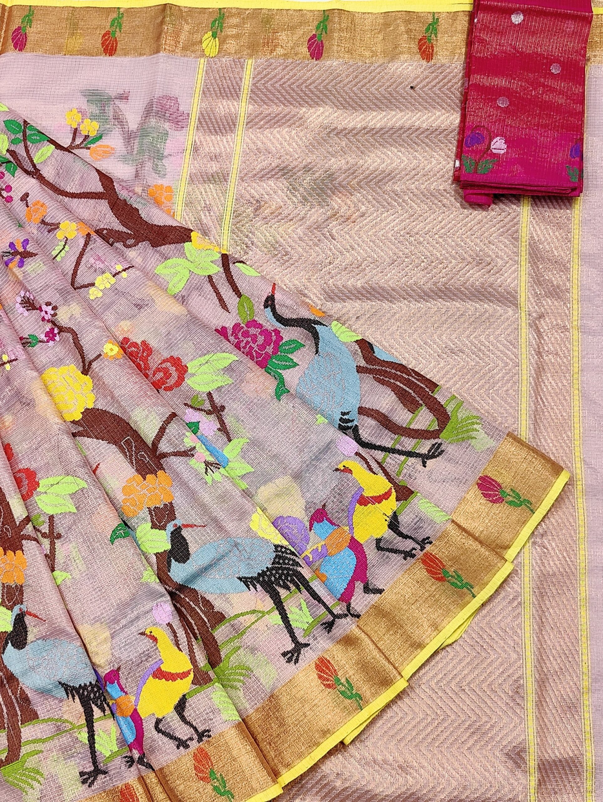 PURE GOLD TISSUE ALL OVER JAAL ZARIKOTA HANDLOOM SAREE WITH BLOUSE_T-221